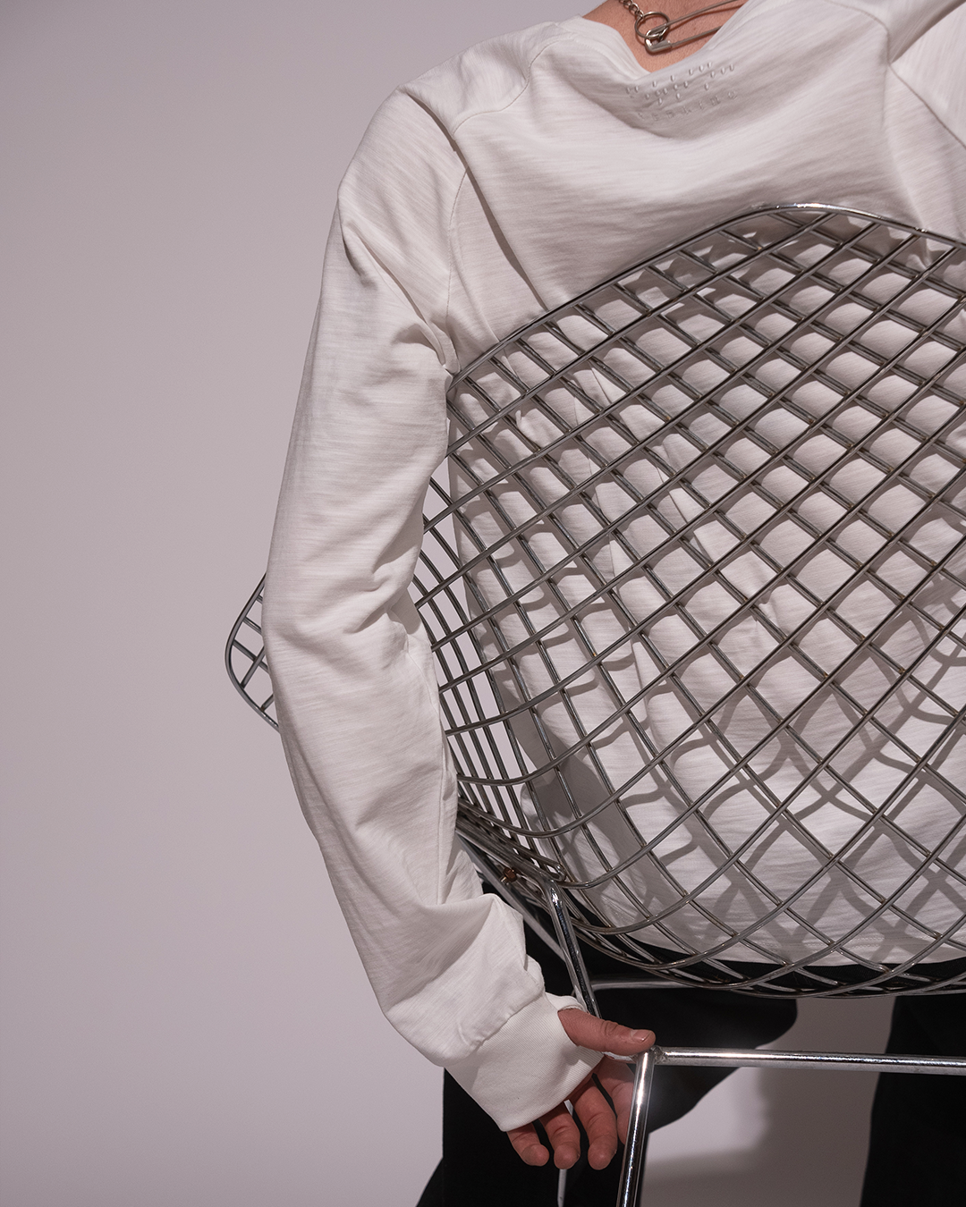 WHITE SLUB LONG SLEEVE SHIRT
