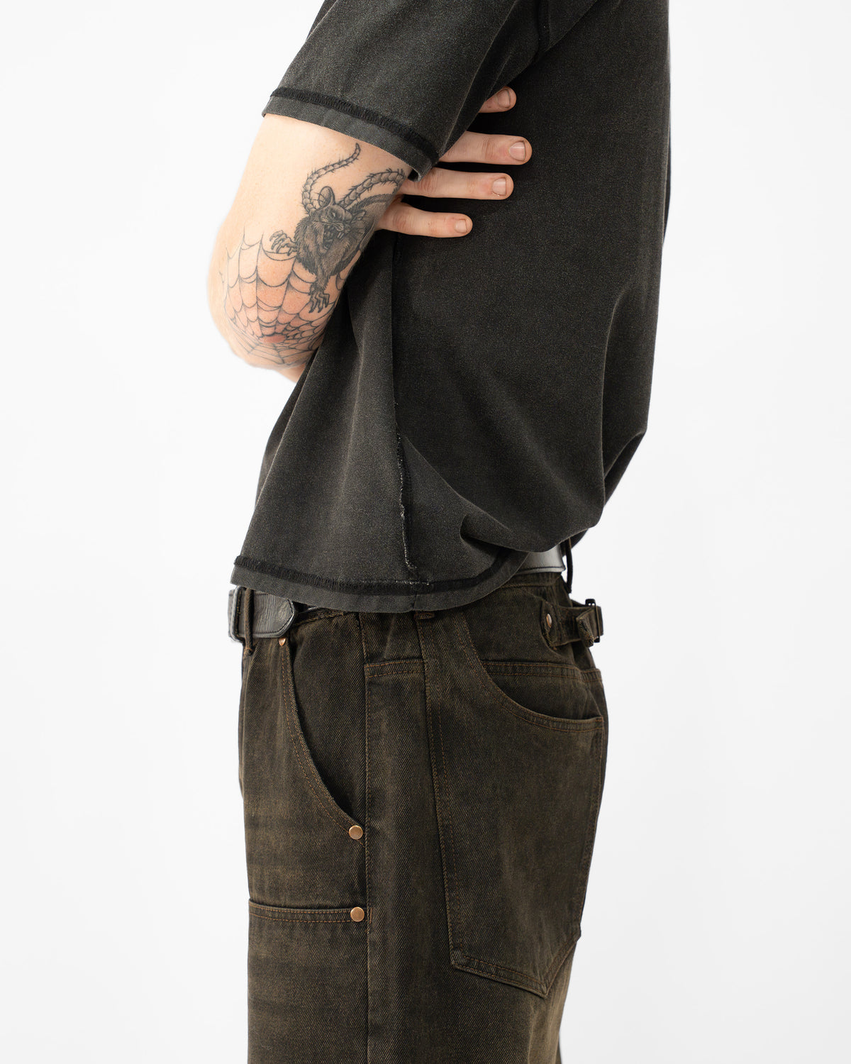 BROWN WASH DOUBLE KNEES JAPANESE SELVEDGE DENIM