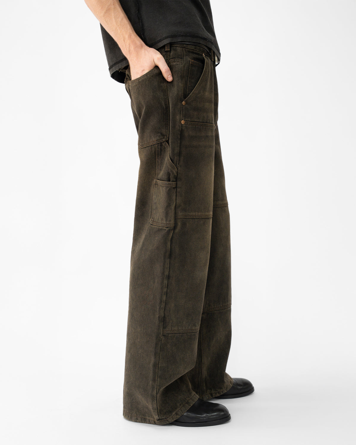 BROWN WASH DOUBLE KNEES JAPANESE SELVEDGE DENIM