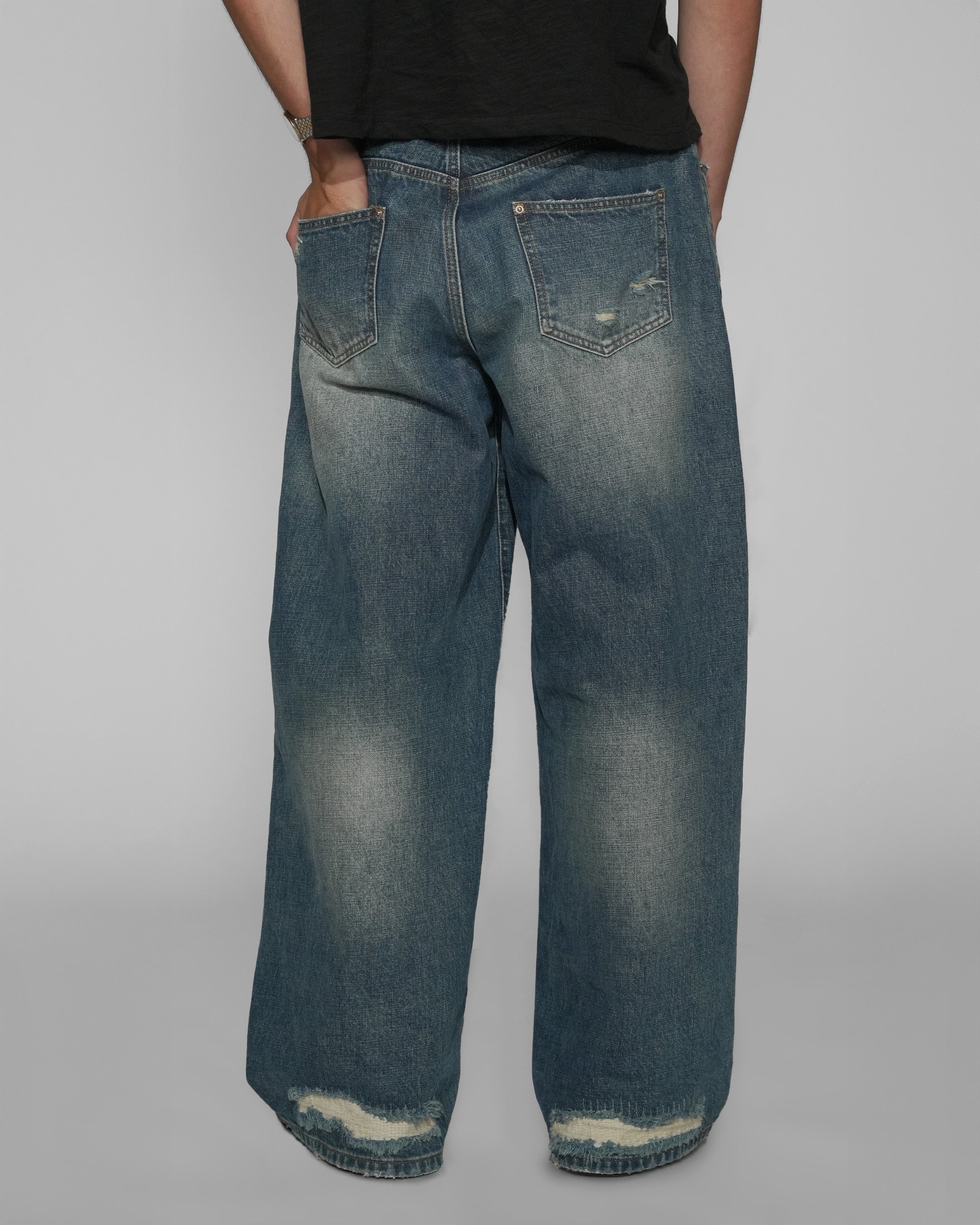 sashiko japanese selvedge baggy jeans