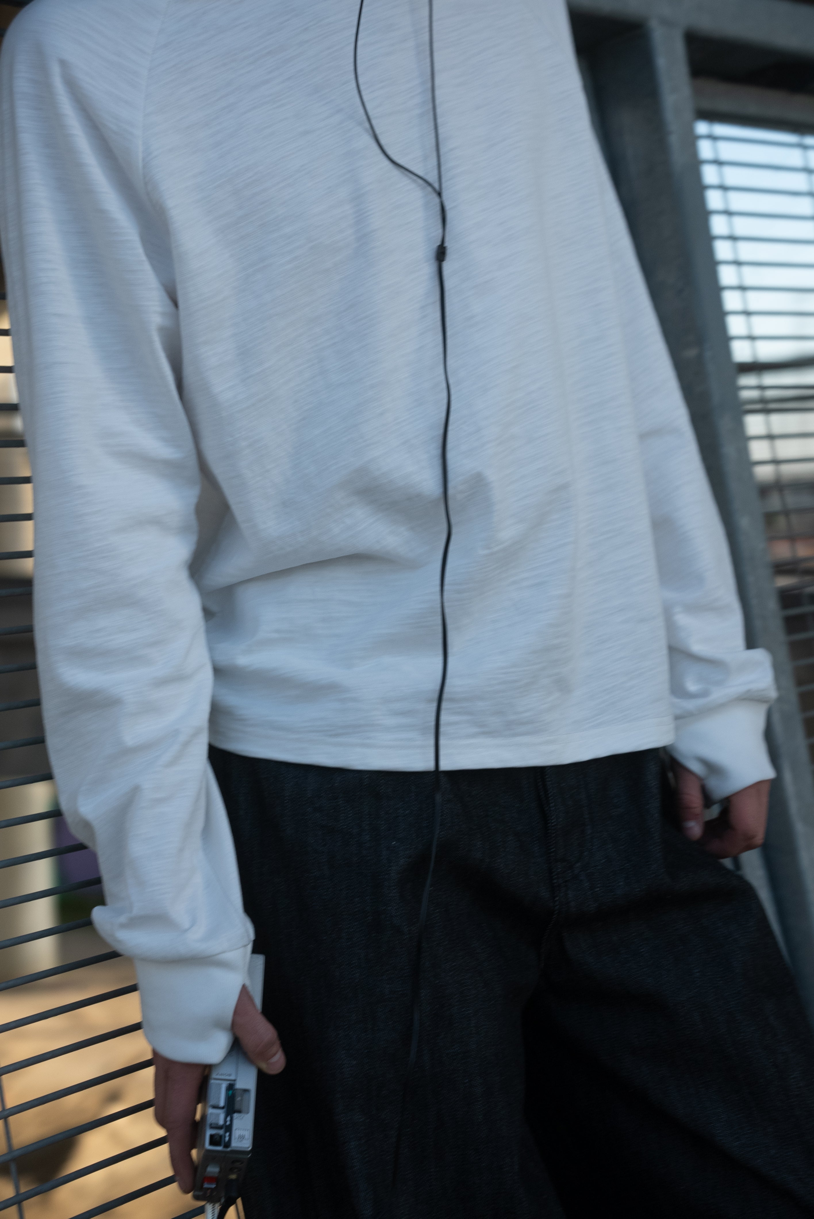 WHITE SLUB LONG SLEEVE SHIRT