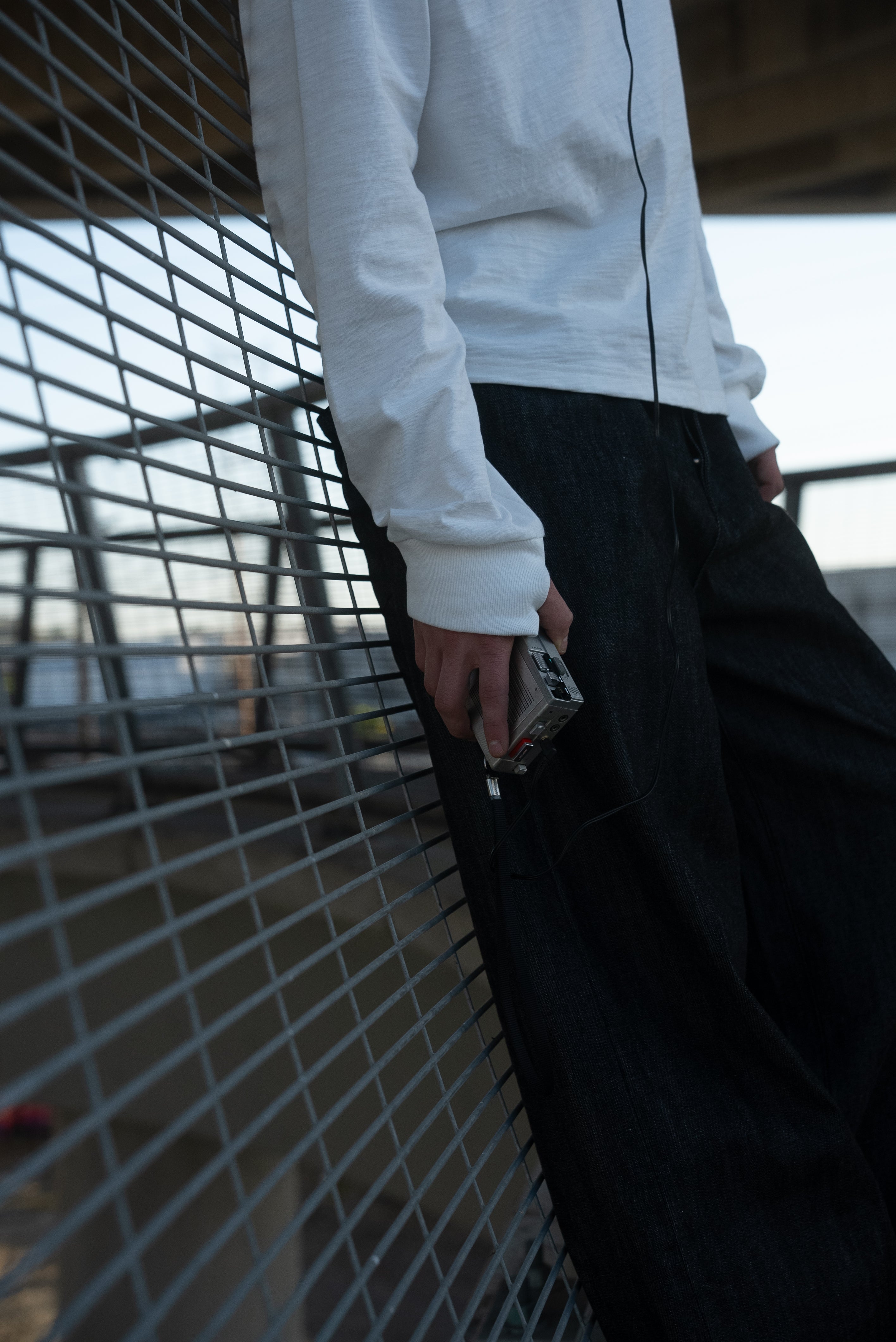 WHITE SLUB LONG SLEEVE SHIRT