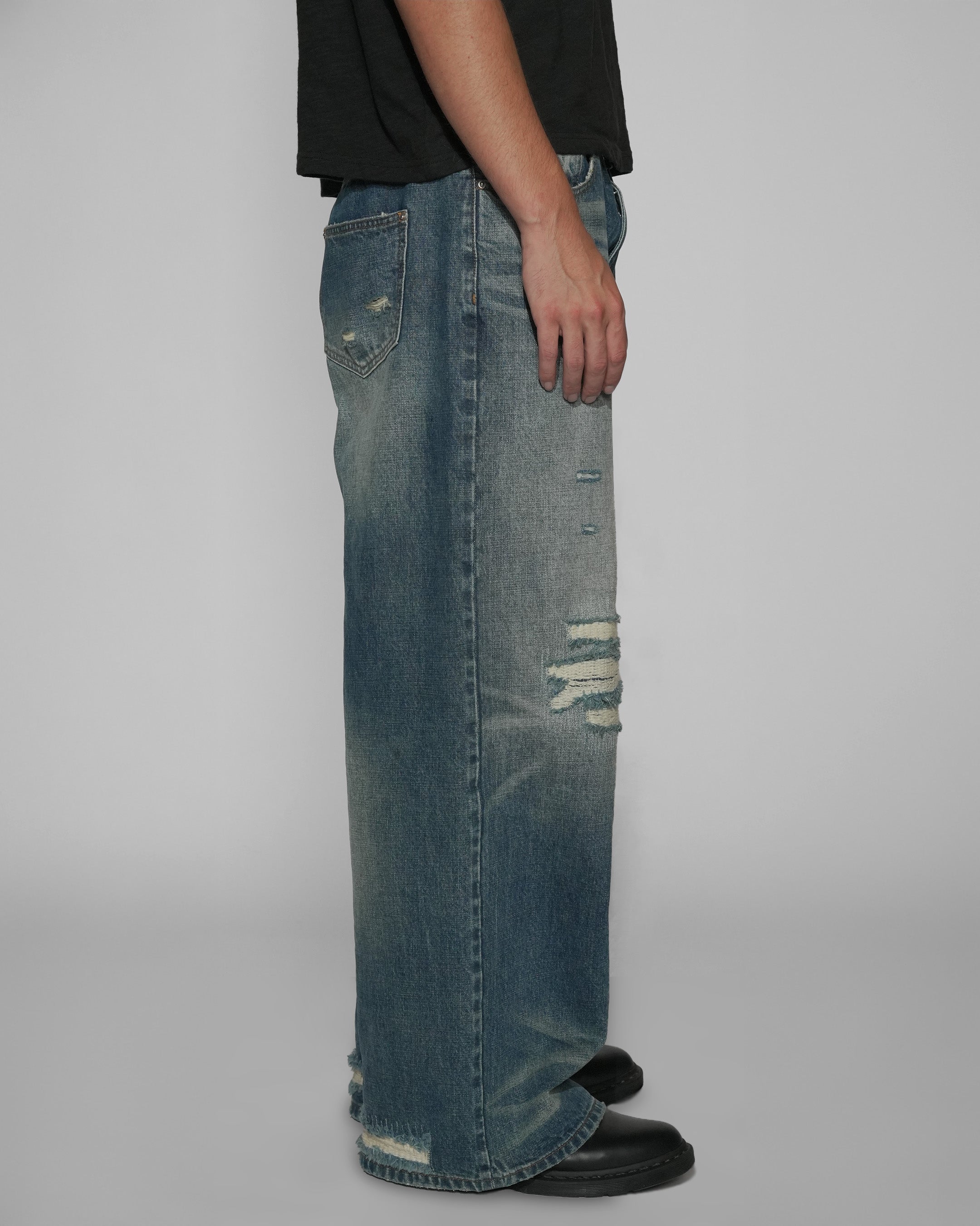 sashiko japanese selvedge baggy jeans