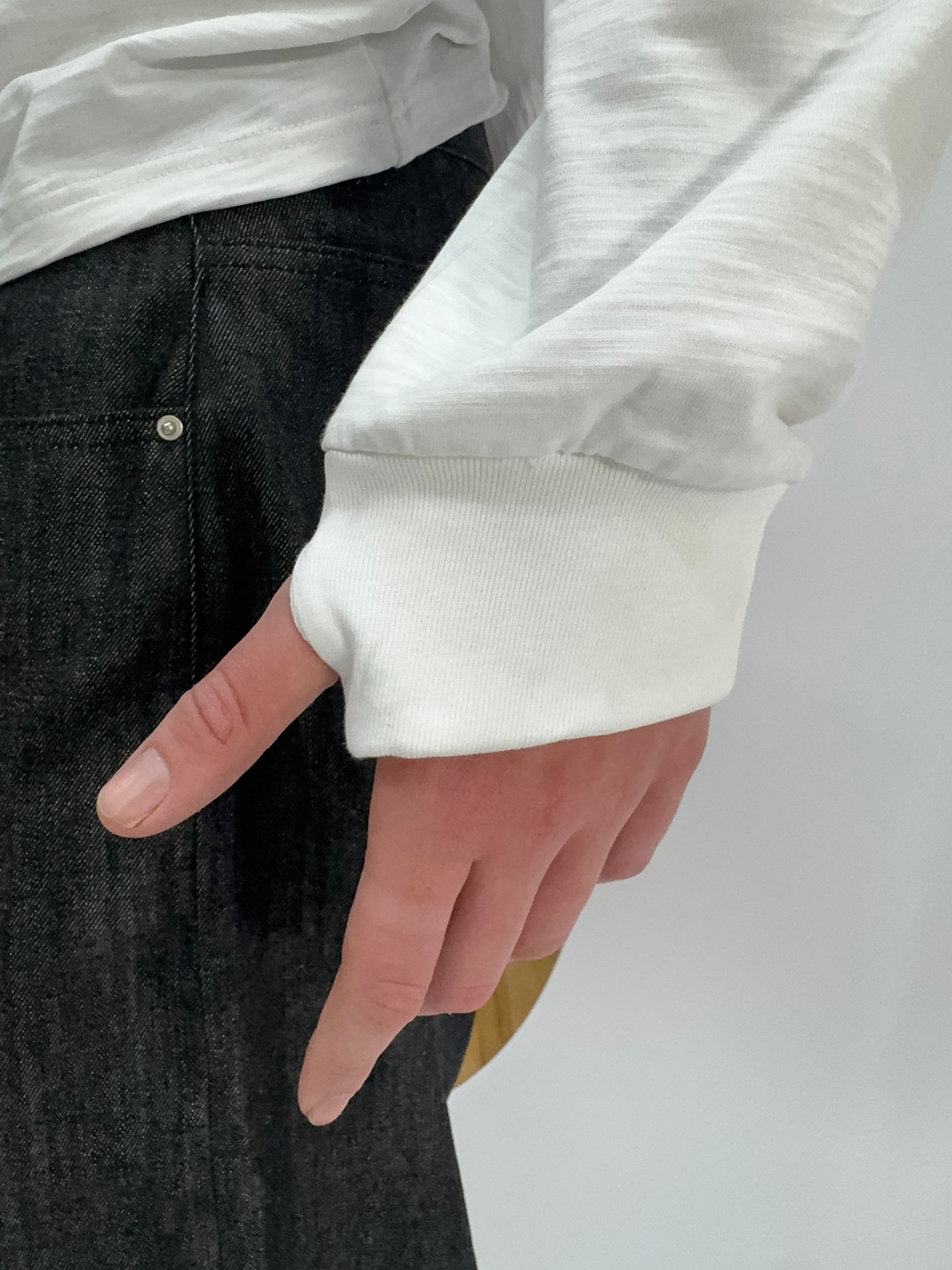 WHITE SLUB LONG SLEEVE SHIRT