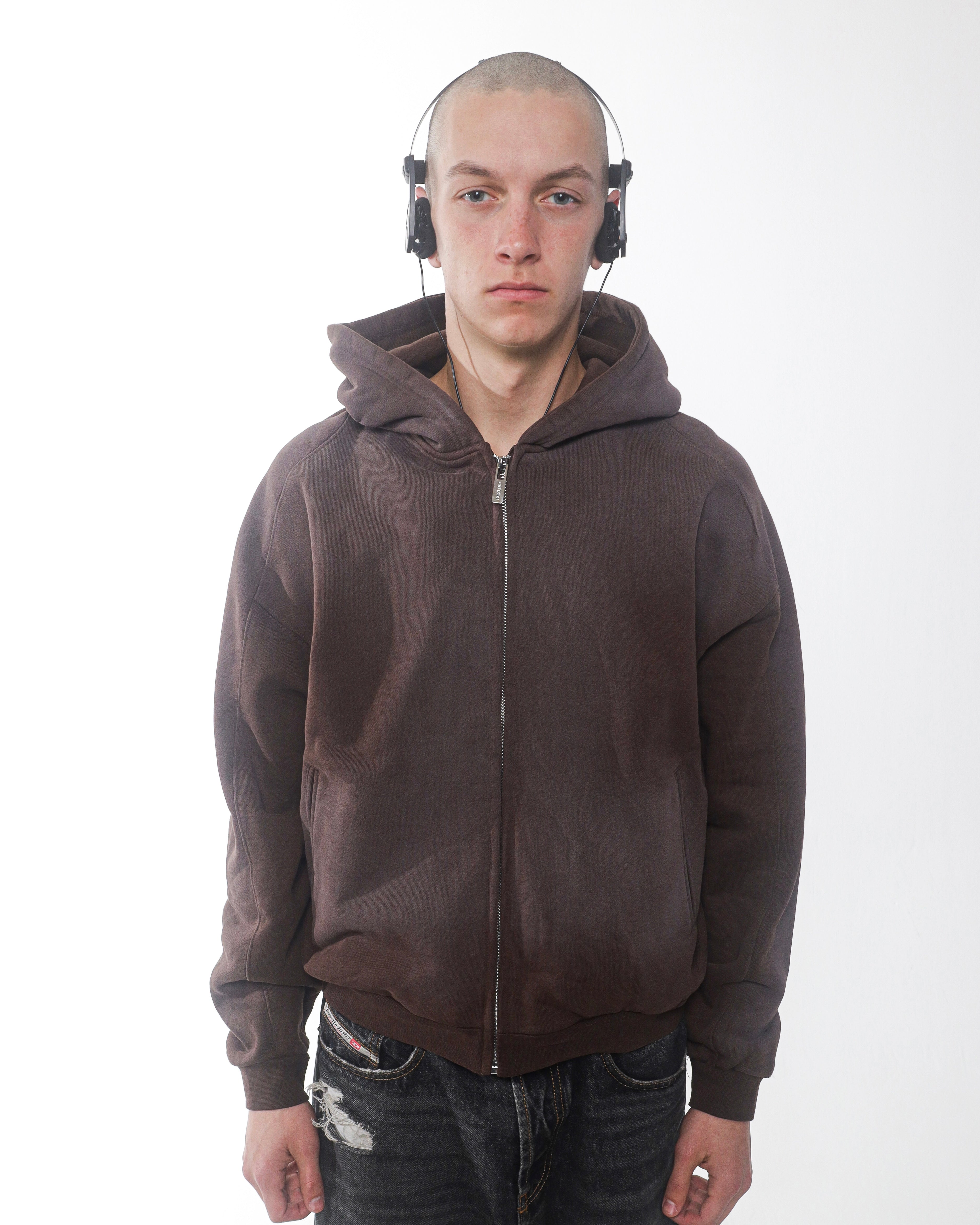 sunfaded brown zip up hoodie