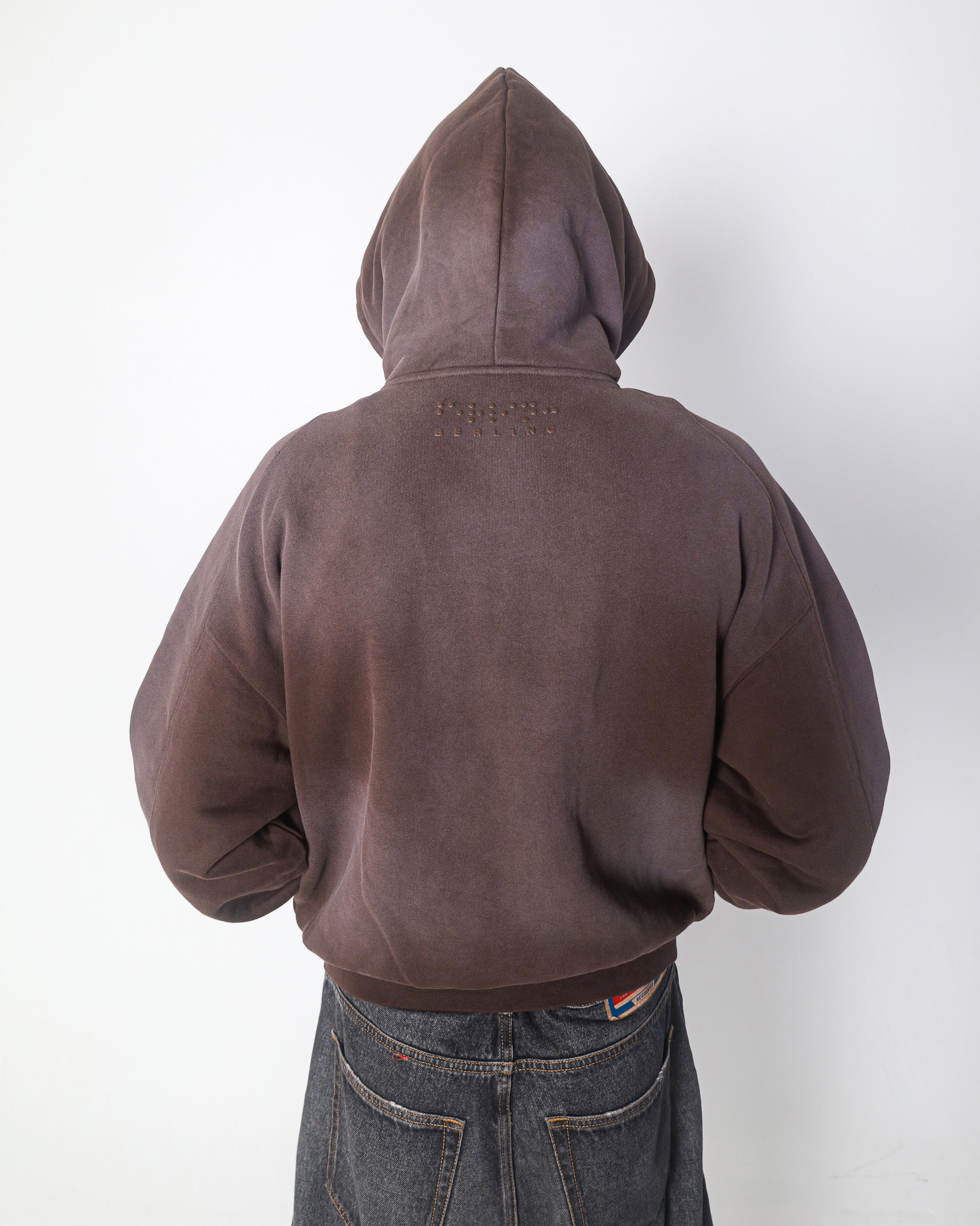 sunfaded brown zip up hoodie