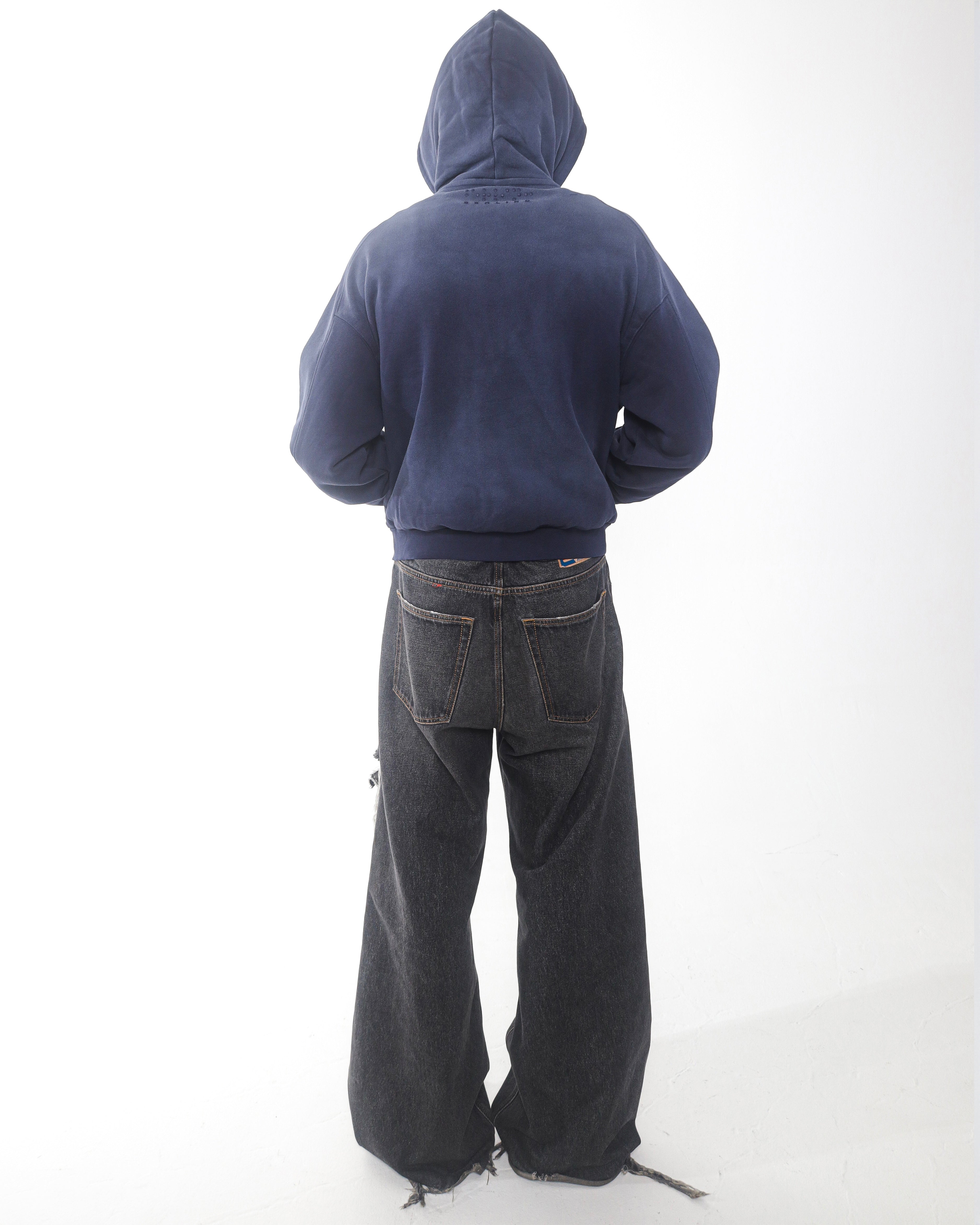 sunfaded navy zip up hoodie