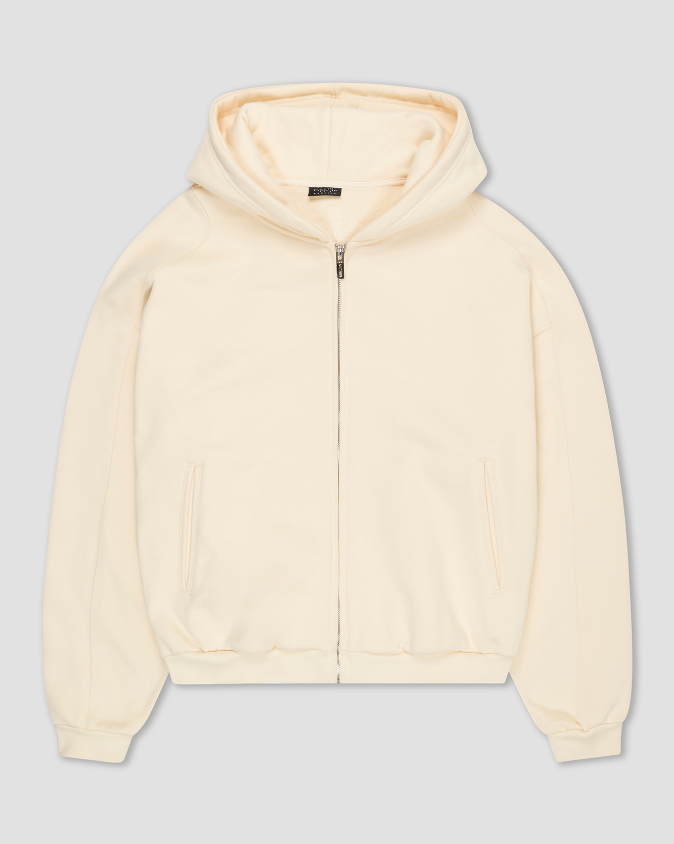 beige zip up hoodie