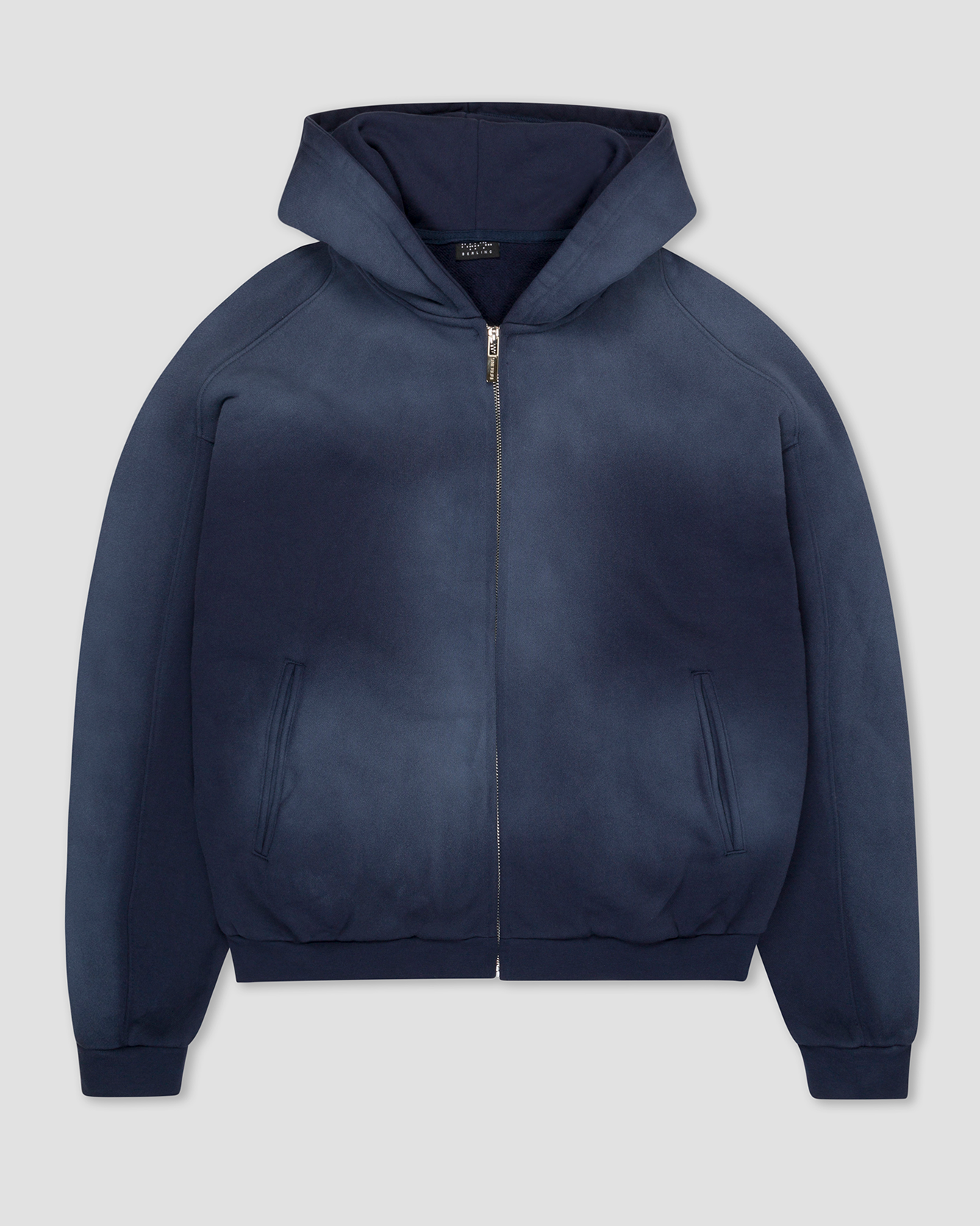 sunfaded navy zip up hoodie