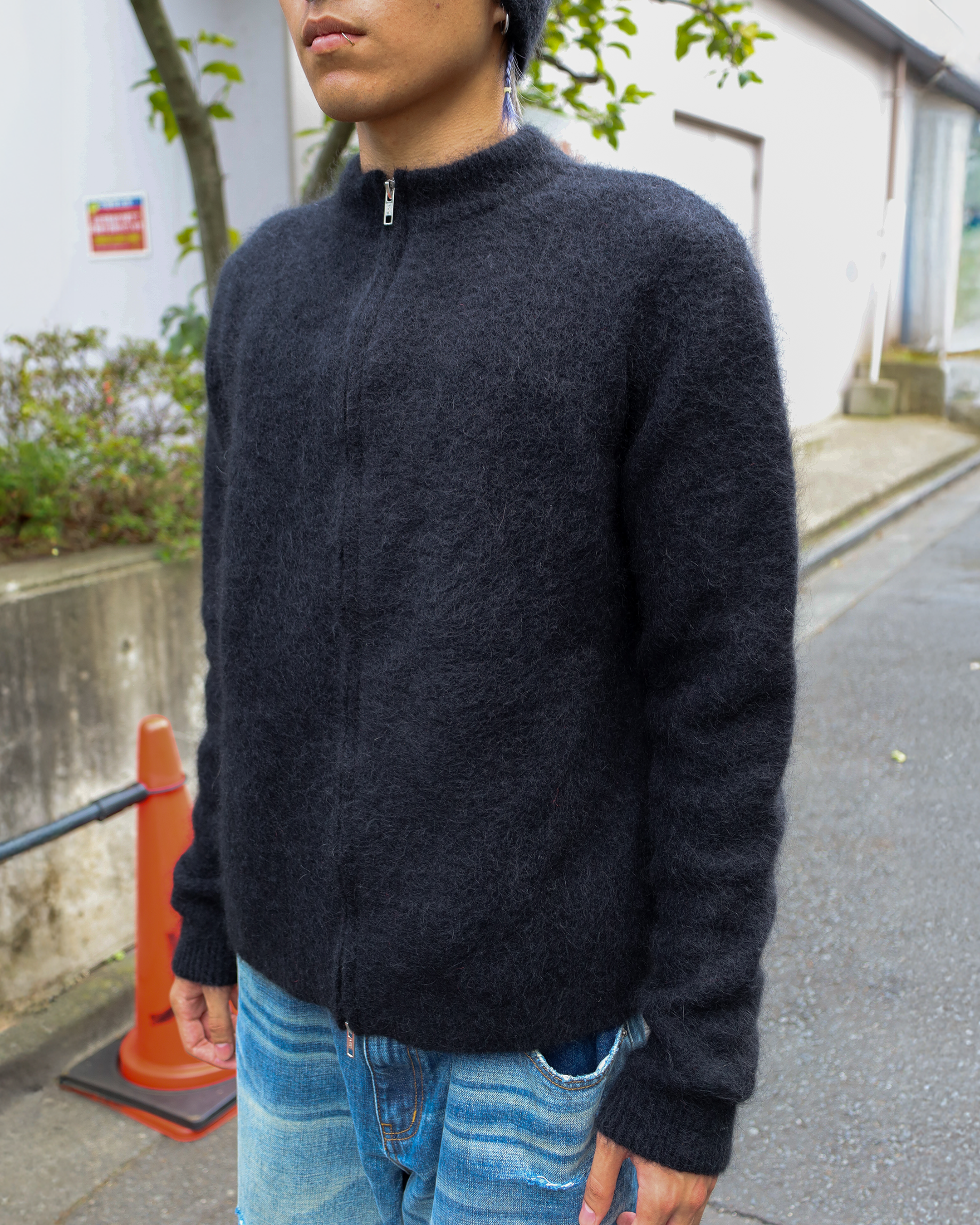 black mohair knit sweater
