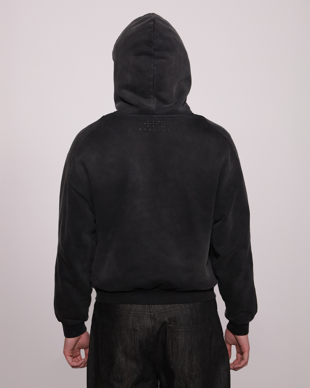 SUNFADED BLACK ZIP UP HOODIE