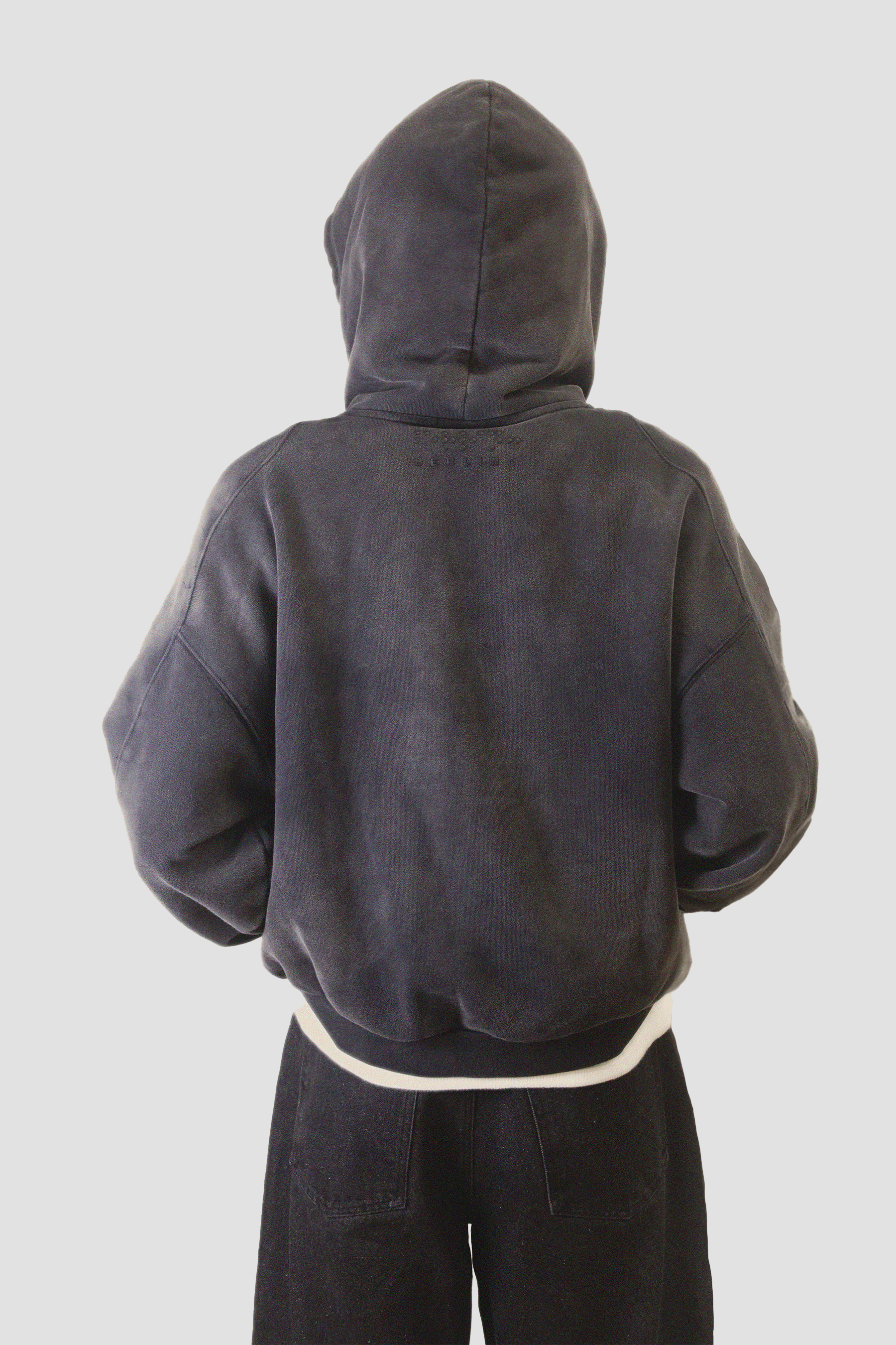 SUNFADED BLACK ZIP UP HOODIE