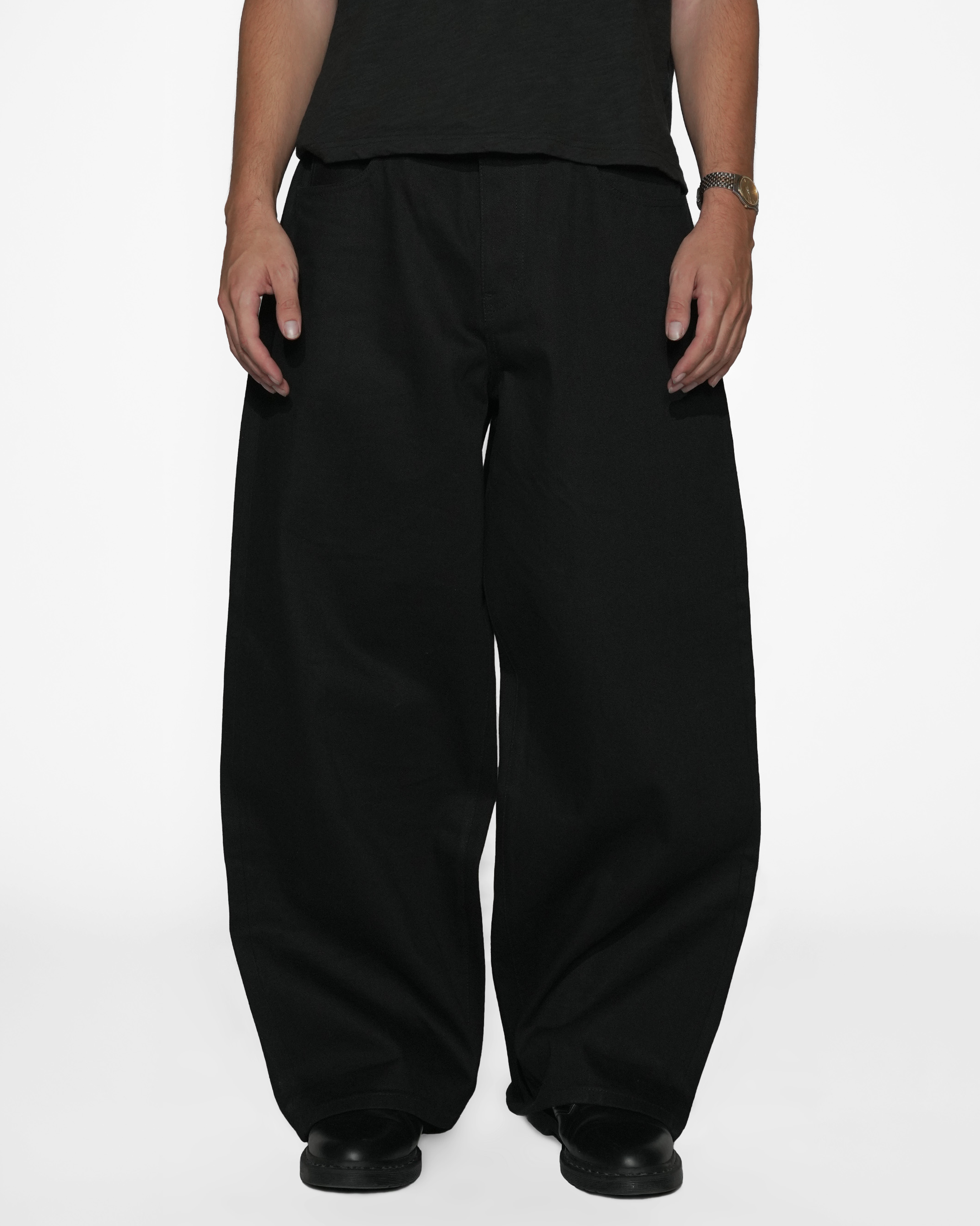 JAPANESE SELVEDGE MATTE BLACK BAGGY JEANS