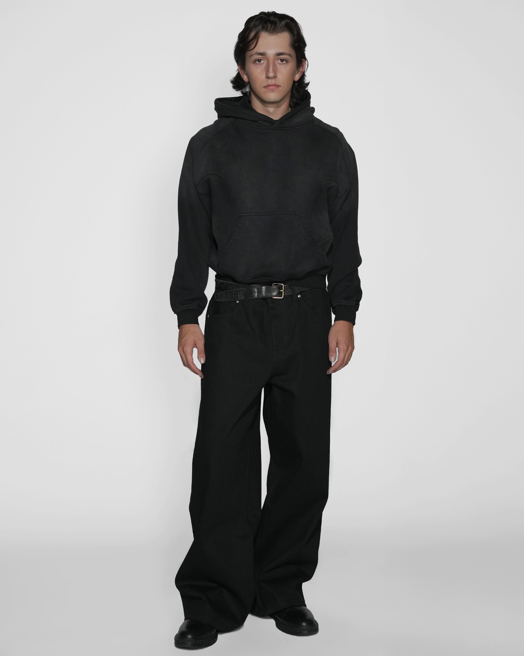 JAPANESE SELVEDGE MATTE BLACK BAGGY JEANS
