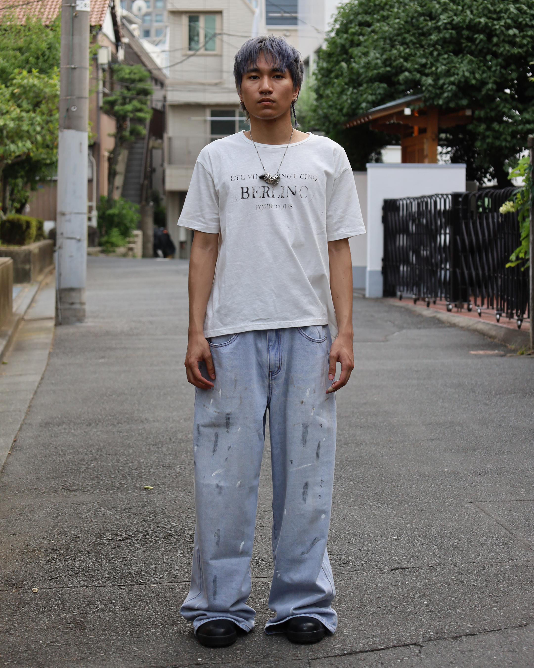 white slub cotton "pour tous" t-shirt