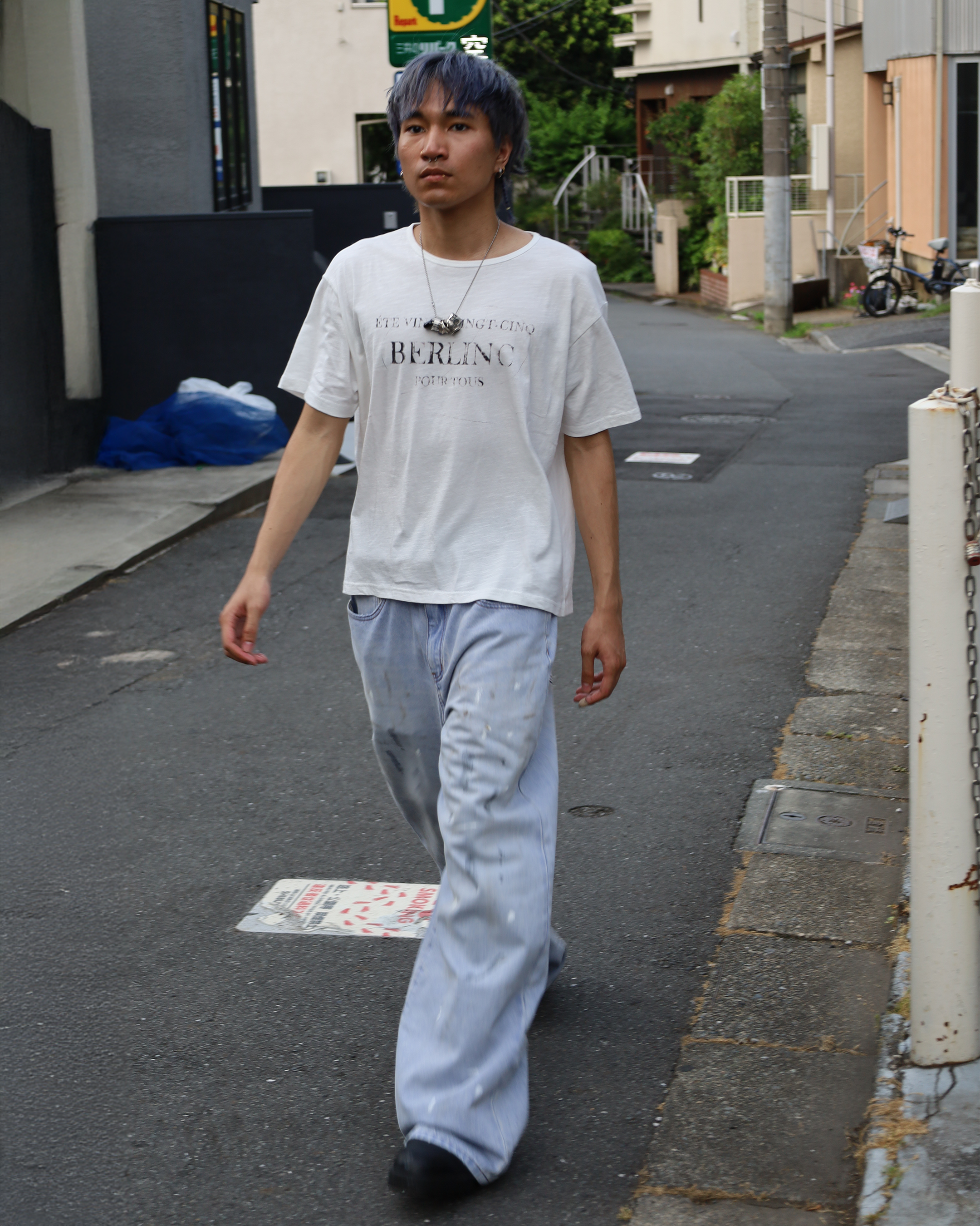 white slub cotton "pour tous" t-shirt