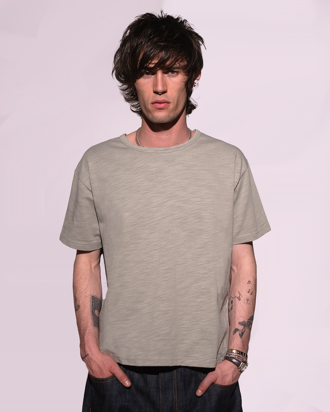 OLIVE SLUB TSHIRT