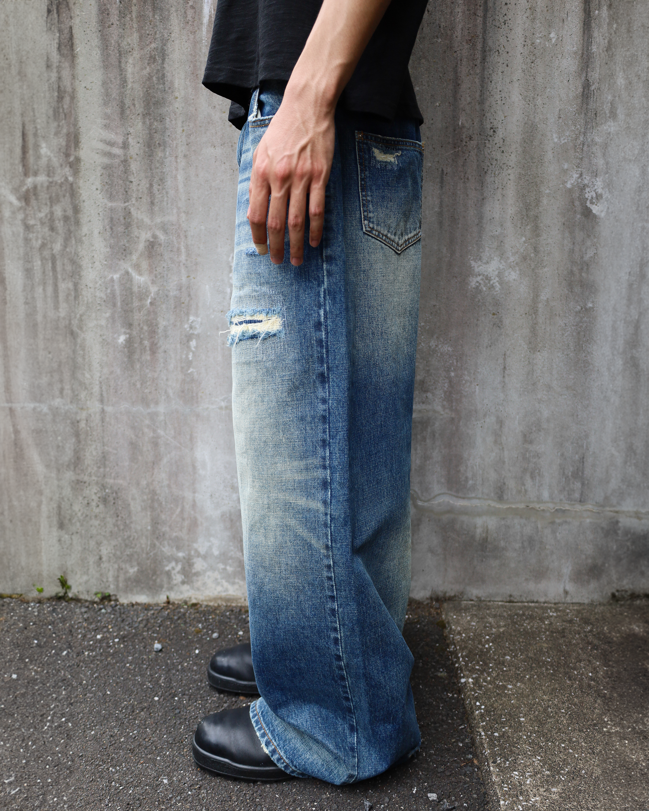 sashiko japanese selvedge baggy jeans