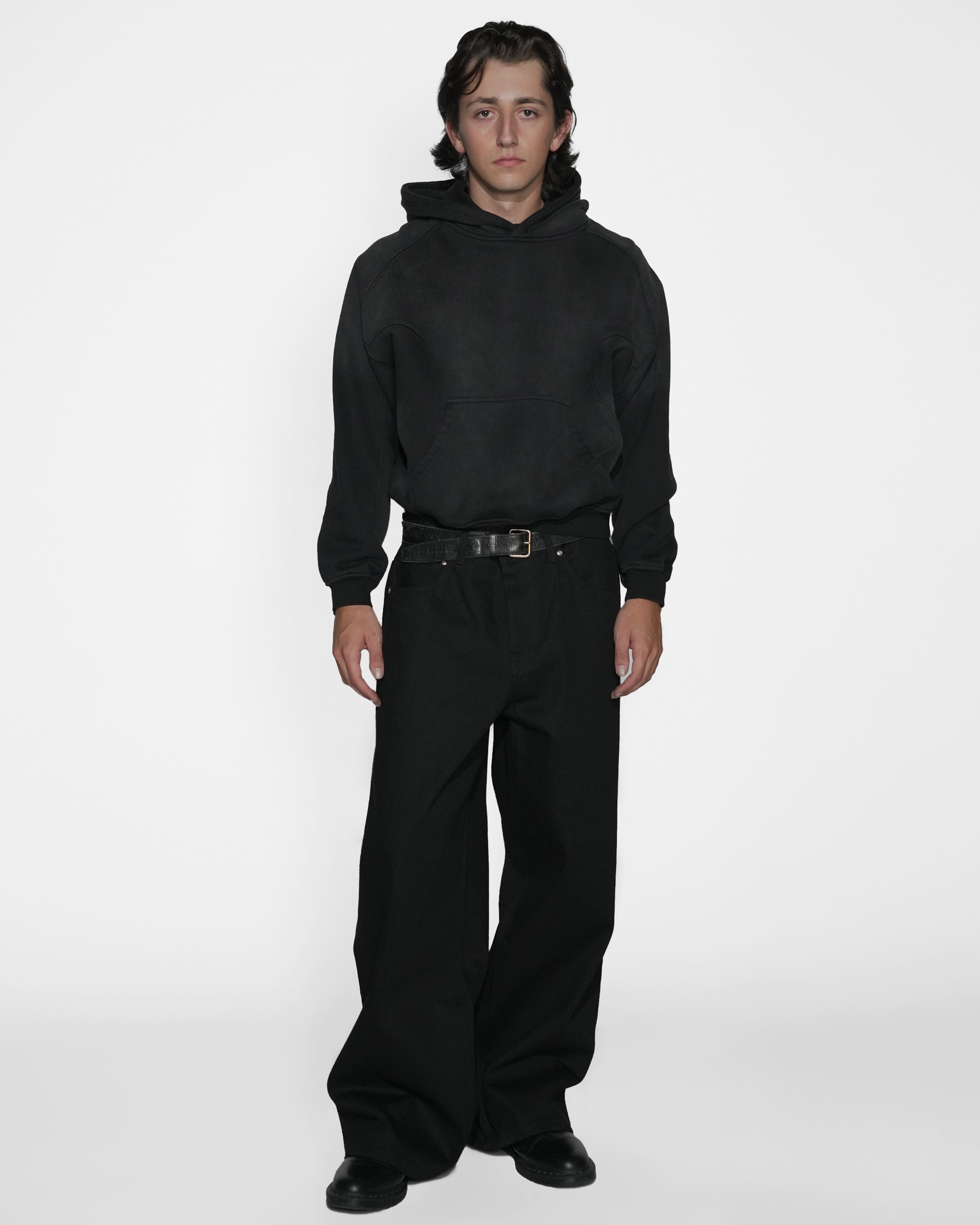 JAPANESE SELVEDGE MATTE BLACK BAGGY JEANS
