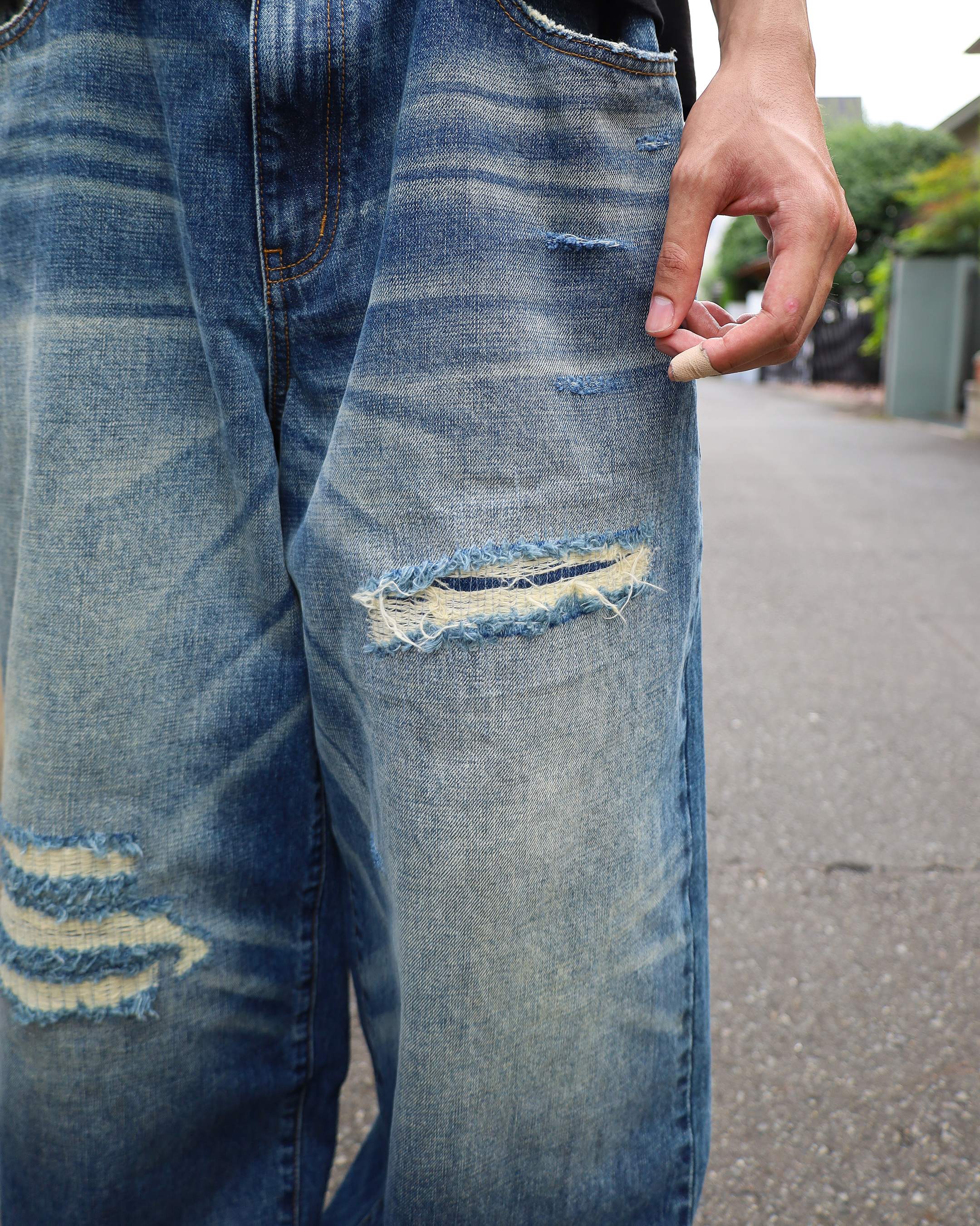 sashiko japanese selvedge baggy jeans