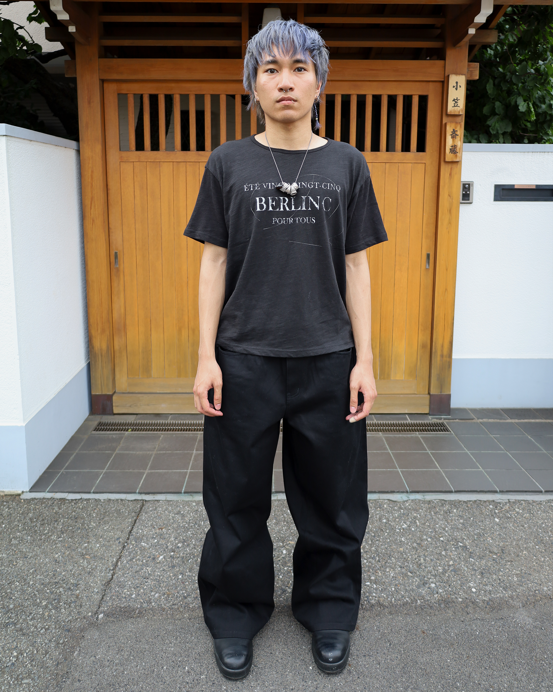 black slub cotton "pour tous" t-shirt