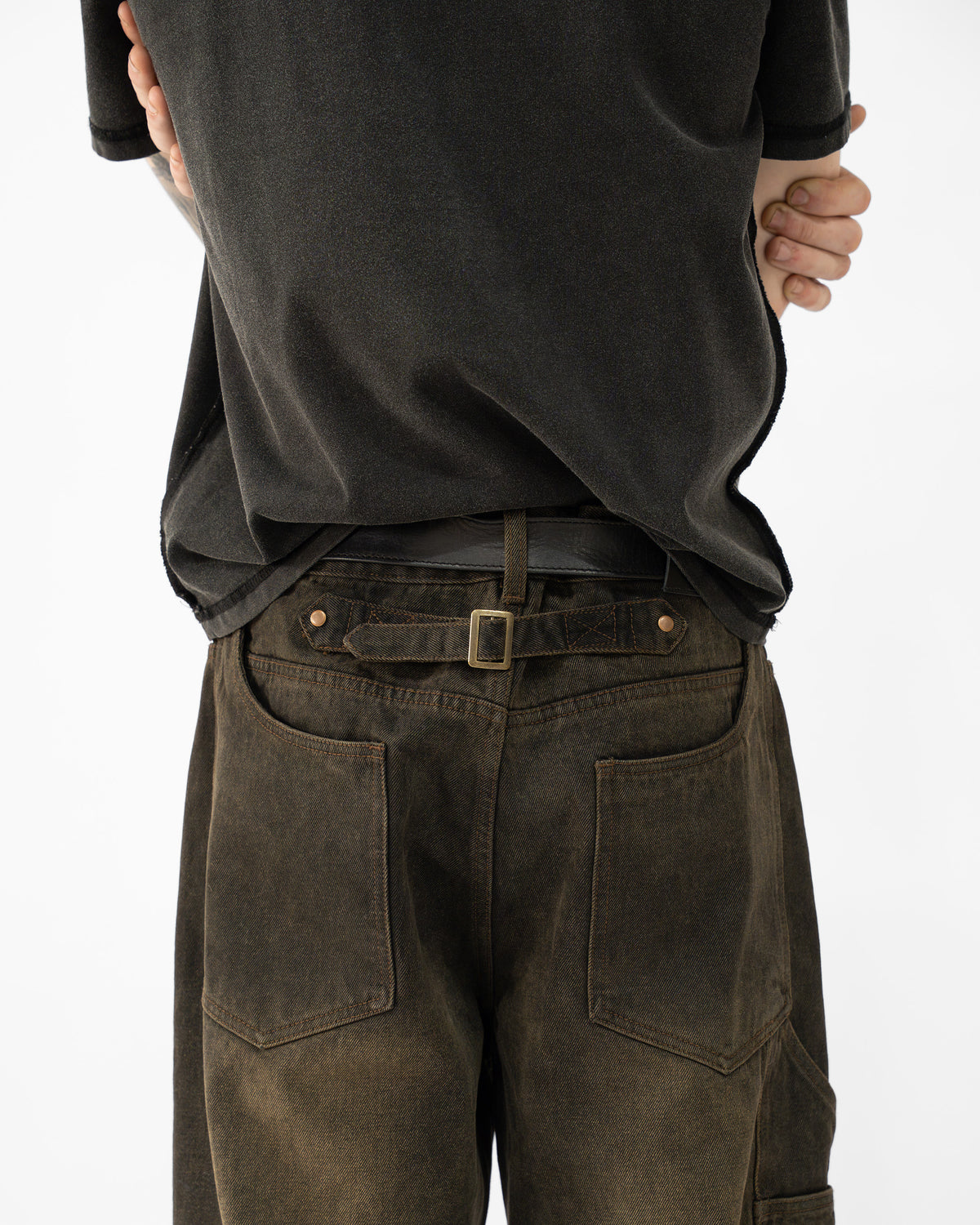 BROWN WASH DOUBLE KNEES JAPANESE SELVEDGE DENIM