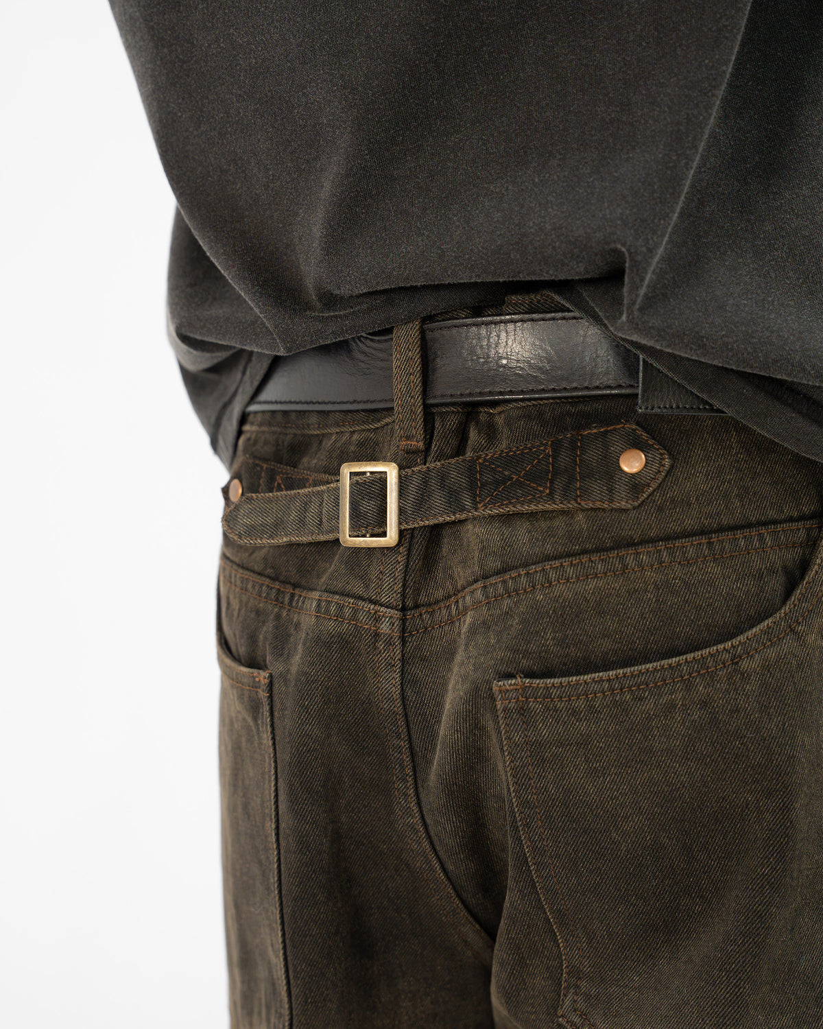 BROWN WASH DOUBLE KNEES JAPANESE SELVEDGE DENIM