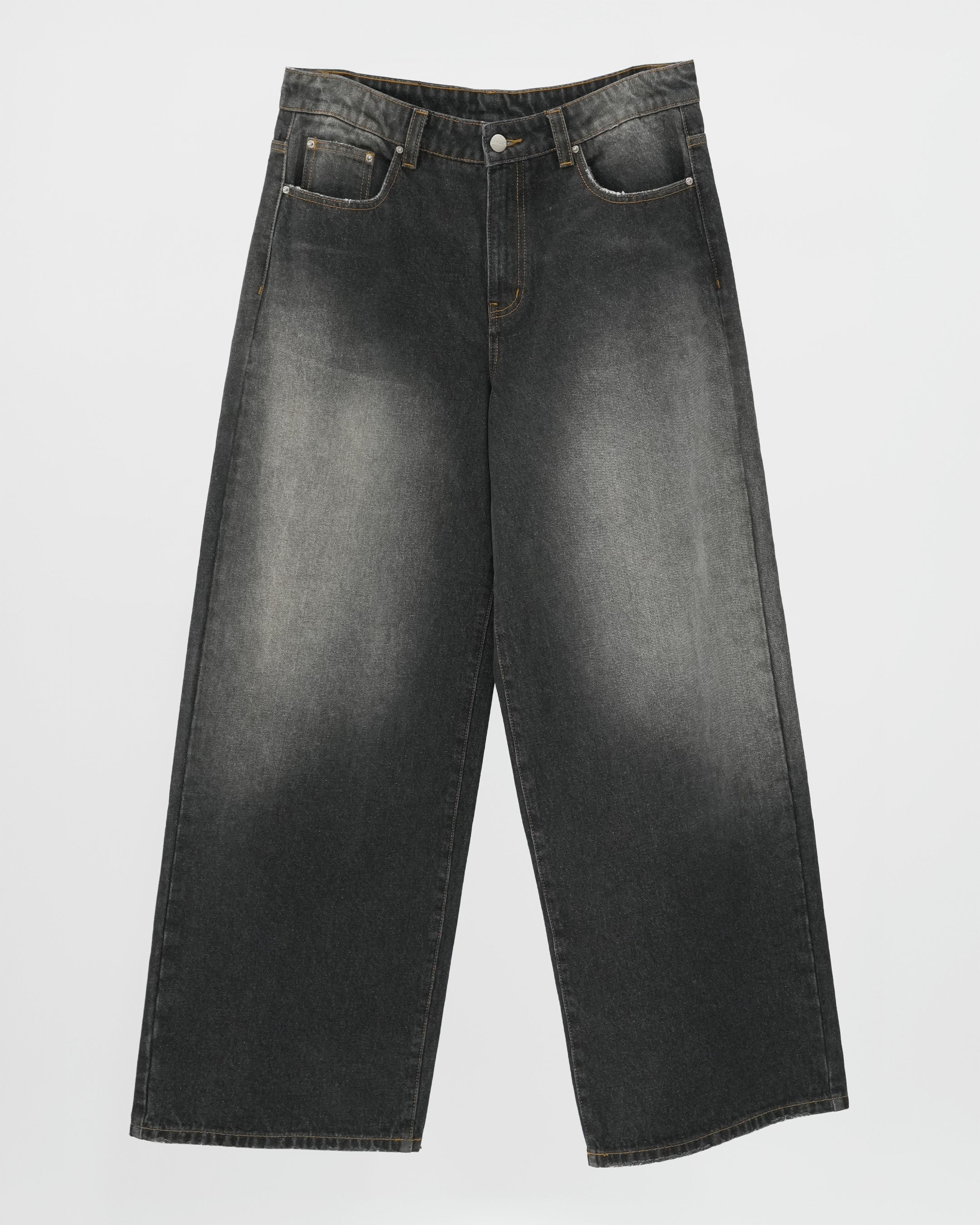 BLACK WASHED BAGGY JEANS