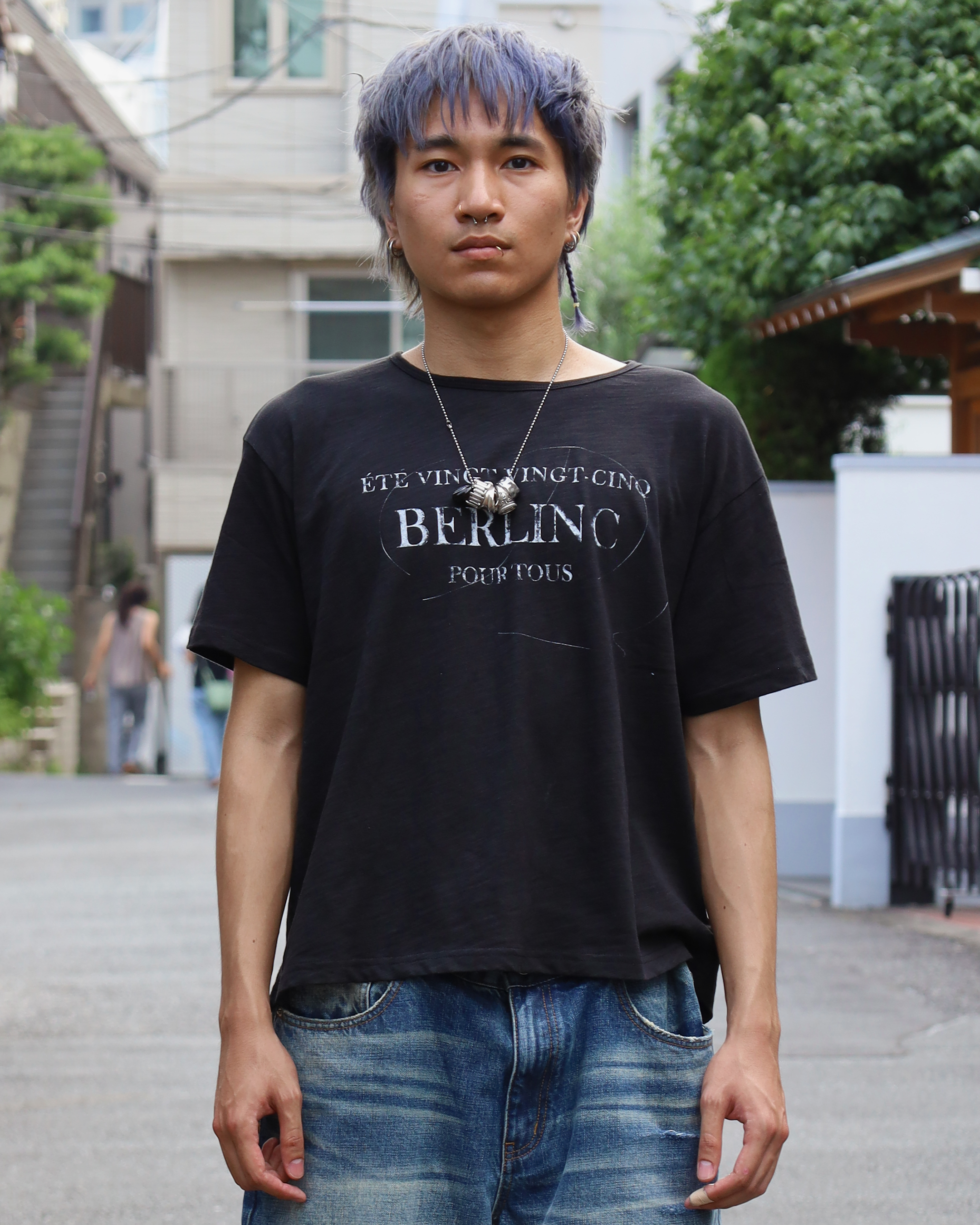 black slub cotton "pour tous" t-shirt