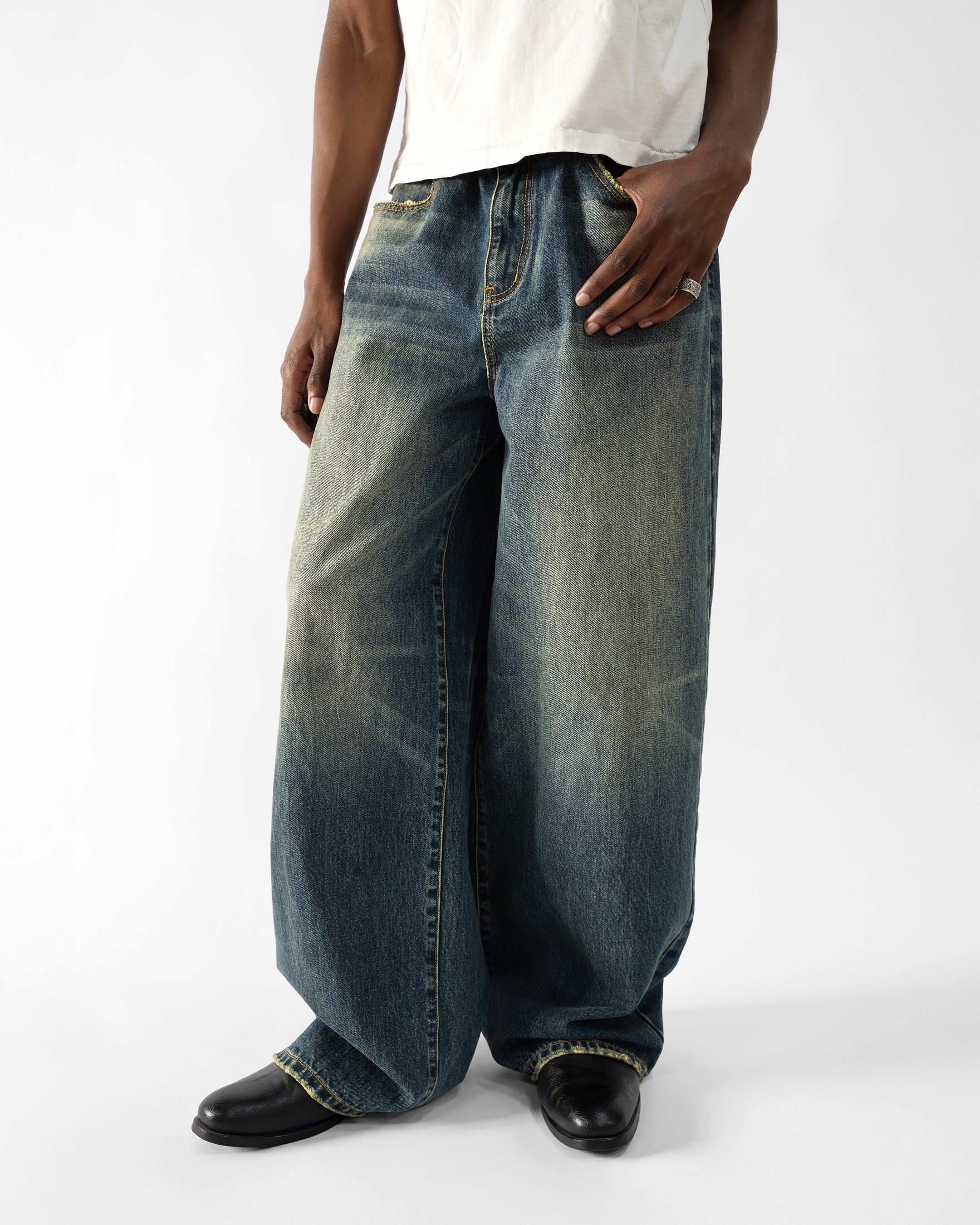 MUDWASH INDIGO LOOSE FIT JEANS
