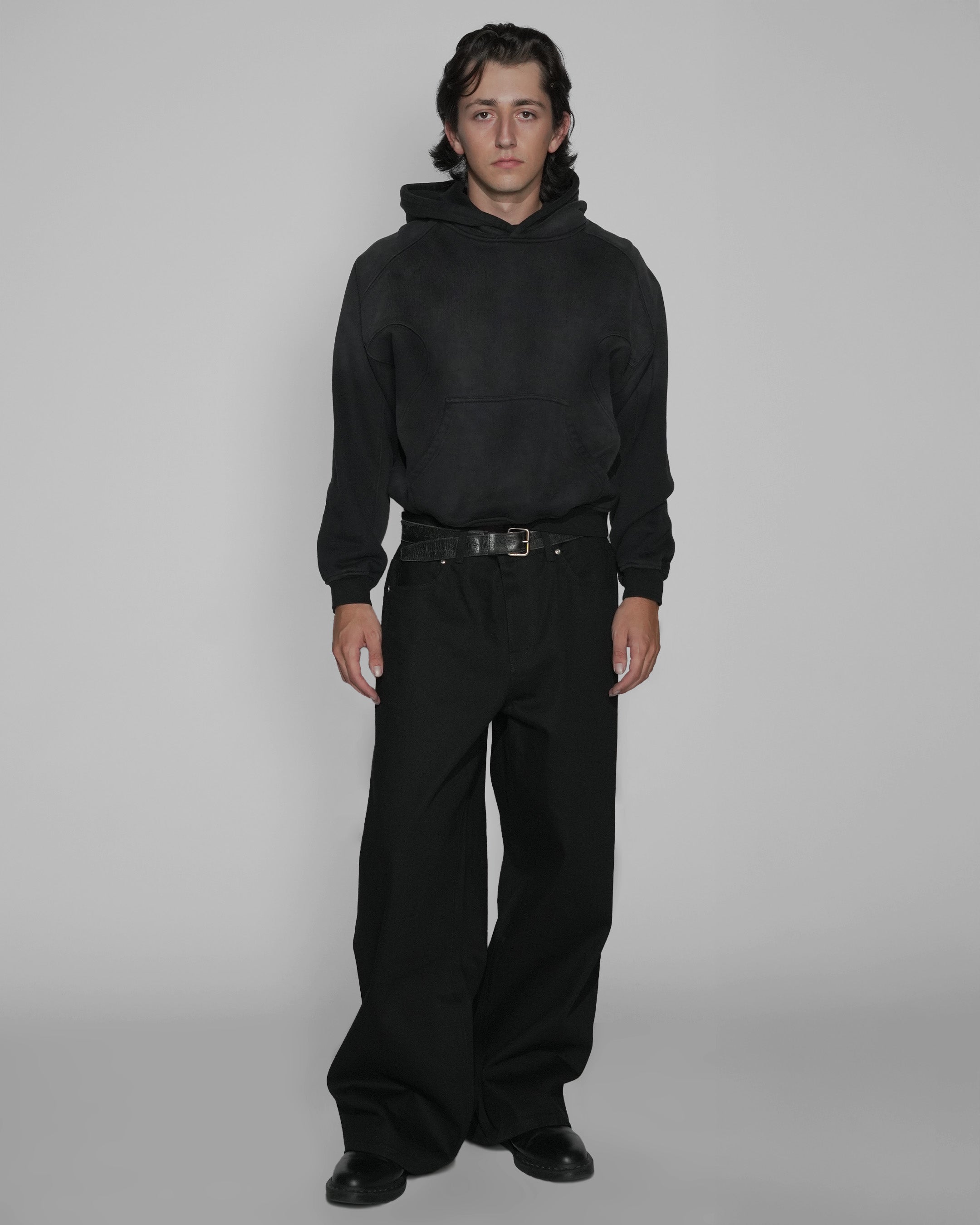 JAPANESE SELVEDGE MATTE BLACK BAGGY JEANS