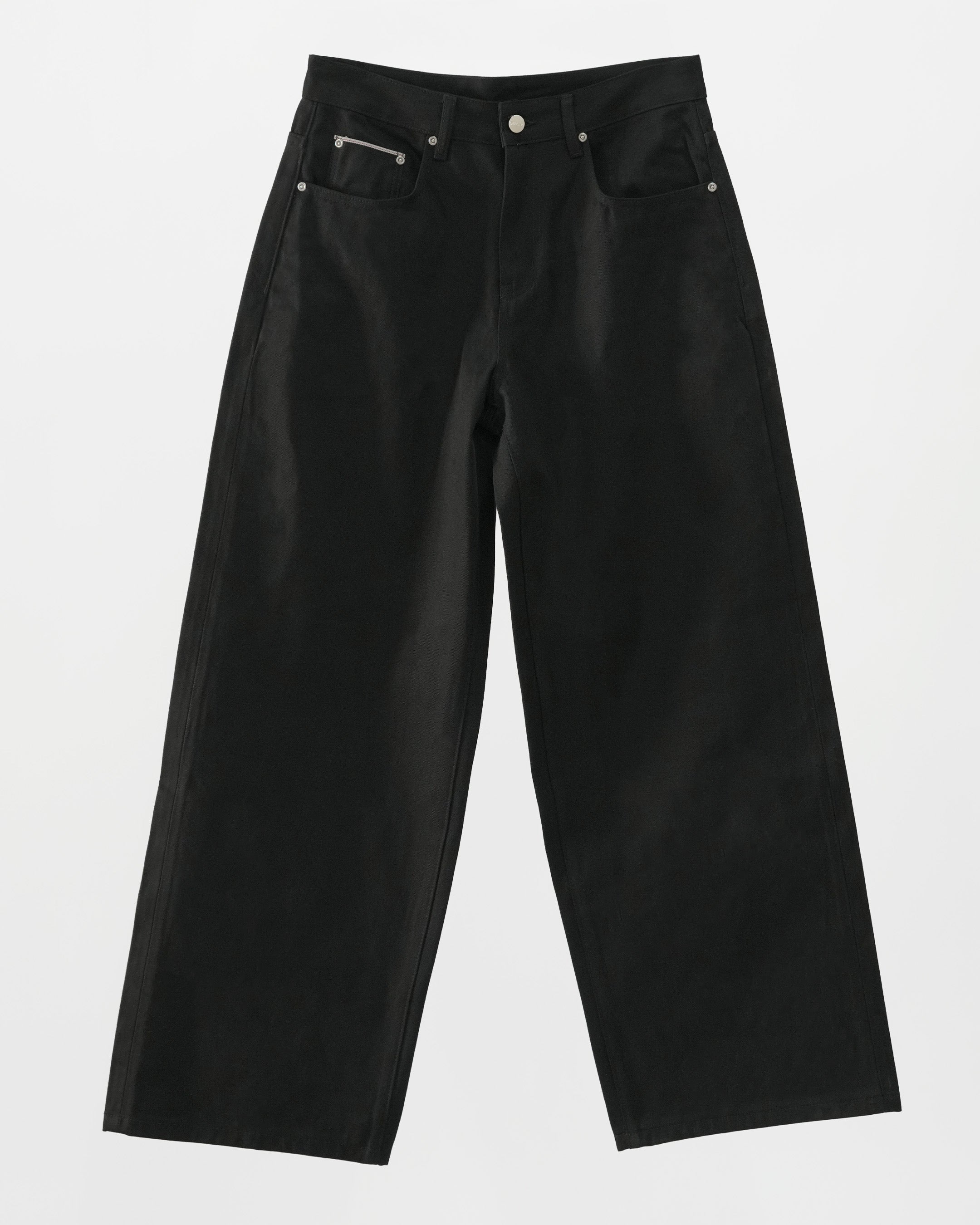 JAPANESE SELVEDGE MATTE BLACK BAGGY JEANS