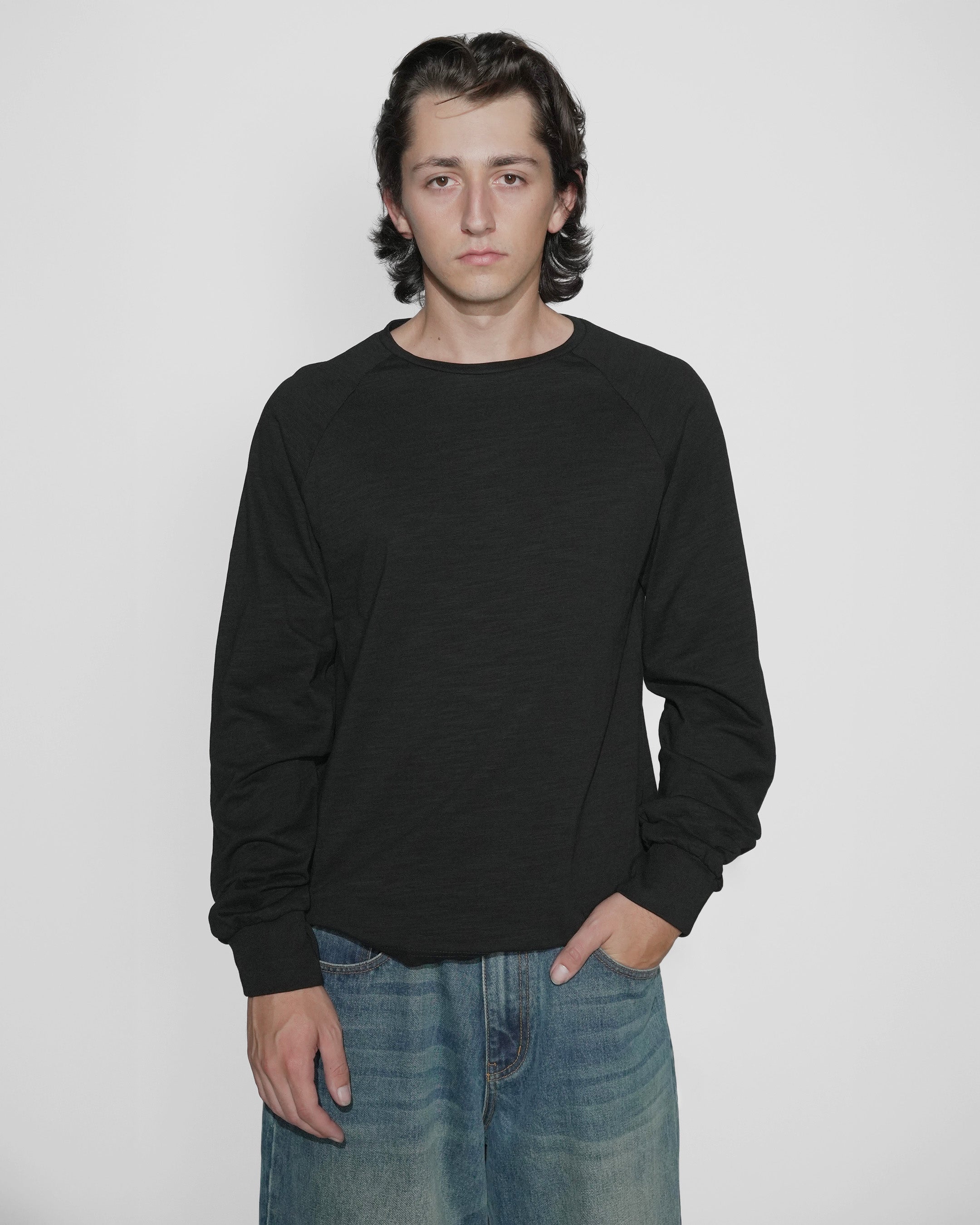 black slub long sleeve shirt