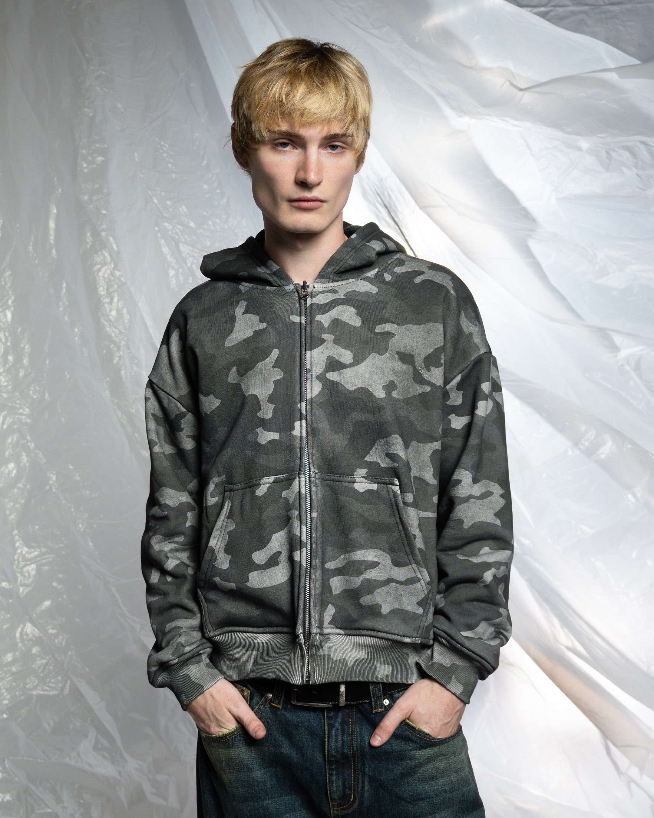 REVERSIBLE CAMO ZIP UP HOODIE
