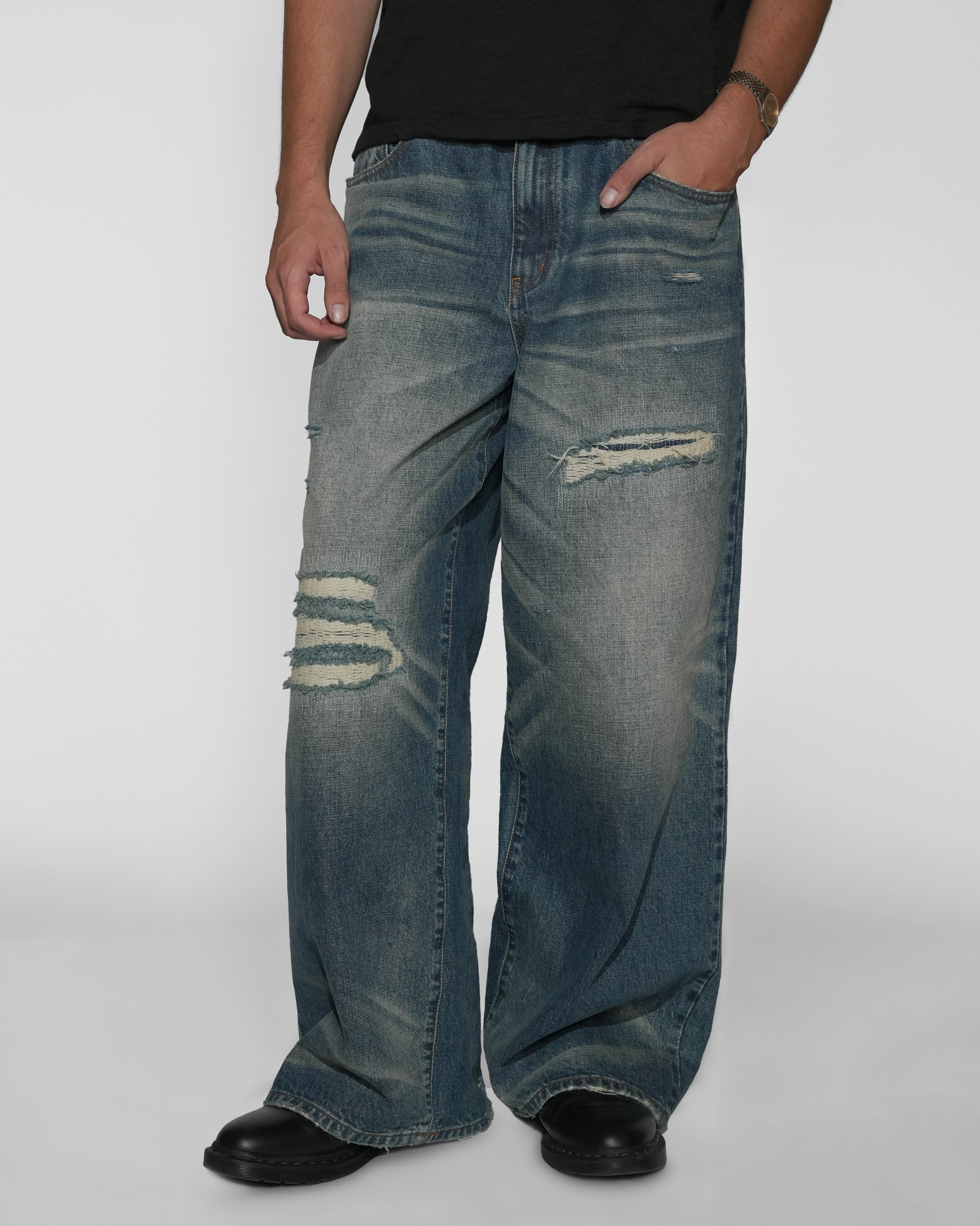 sashiko japanese selvedge baggy jeans