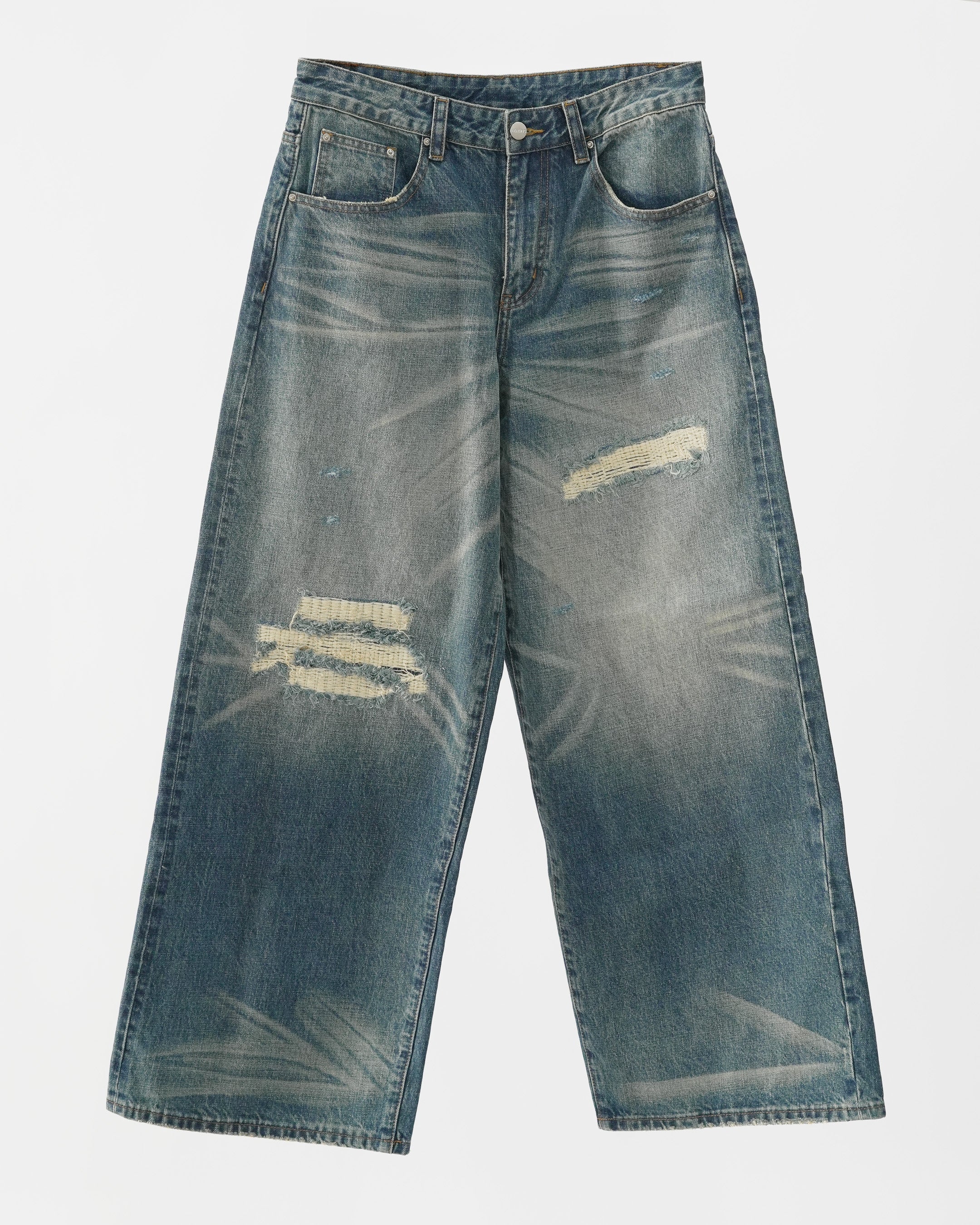 sashiko japanese selvedge baggy jeans
