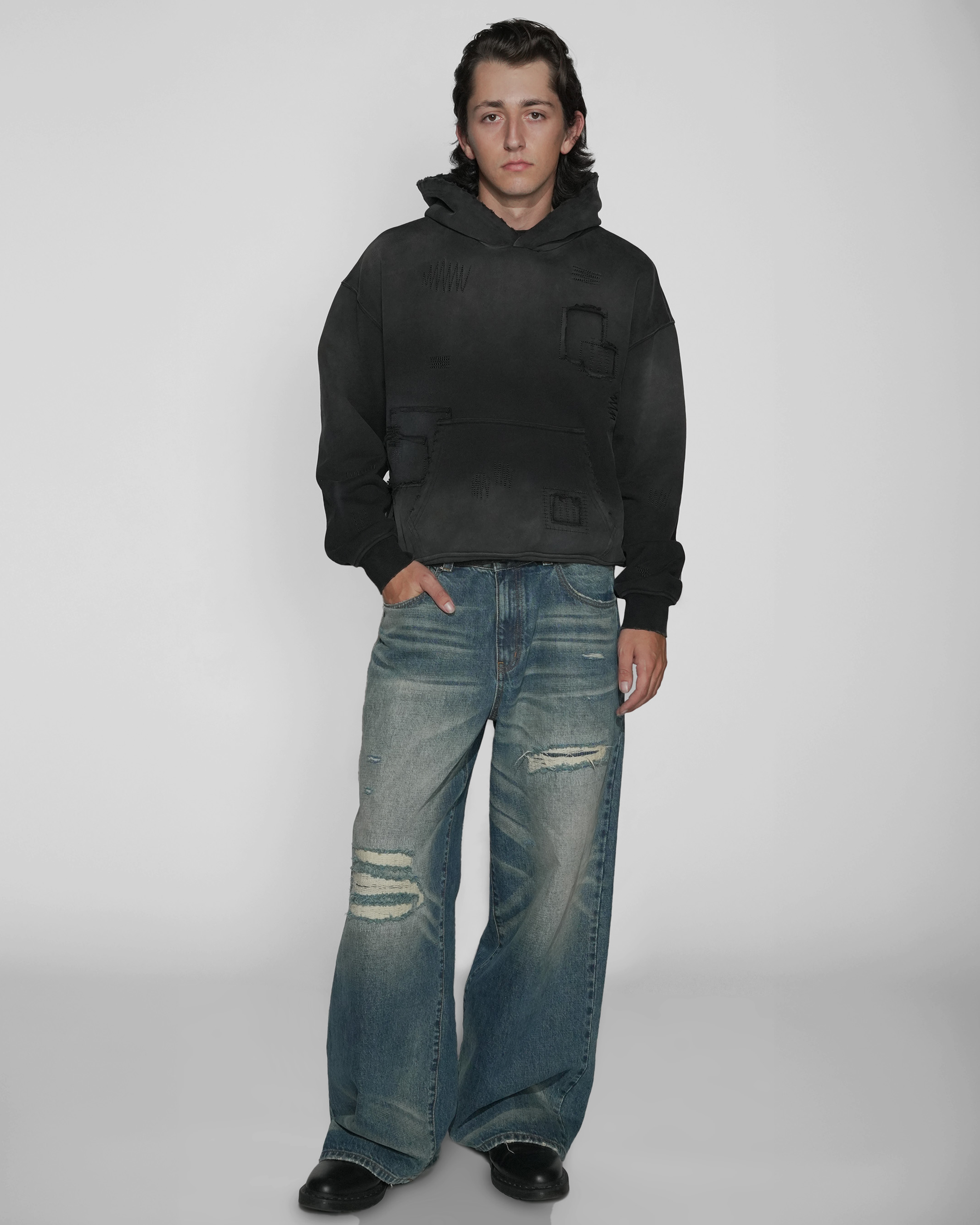 sashiko japanese selvedge baggy jeans