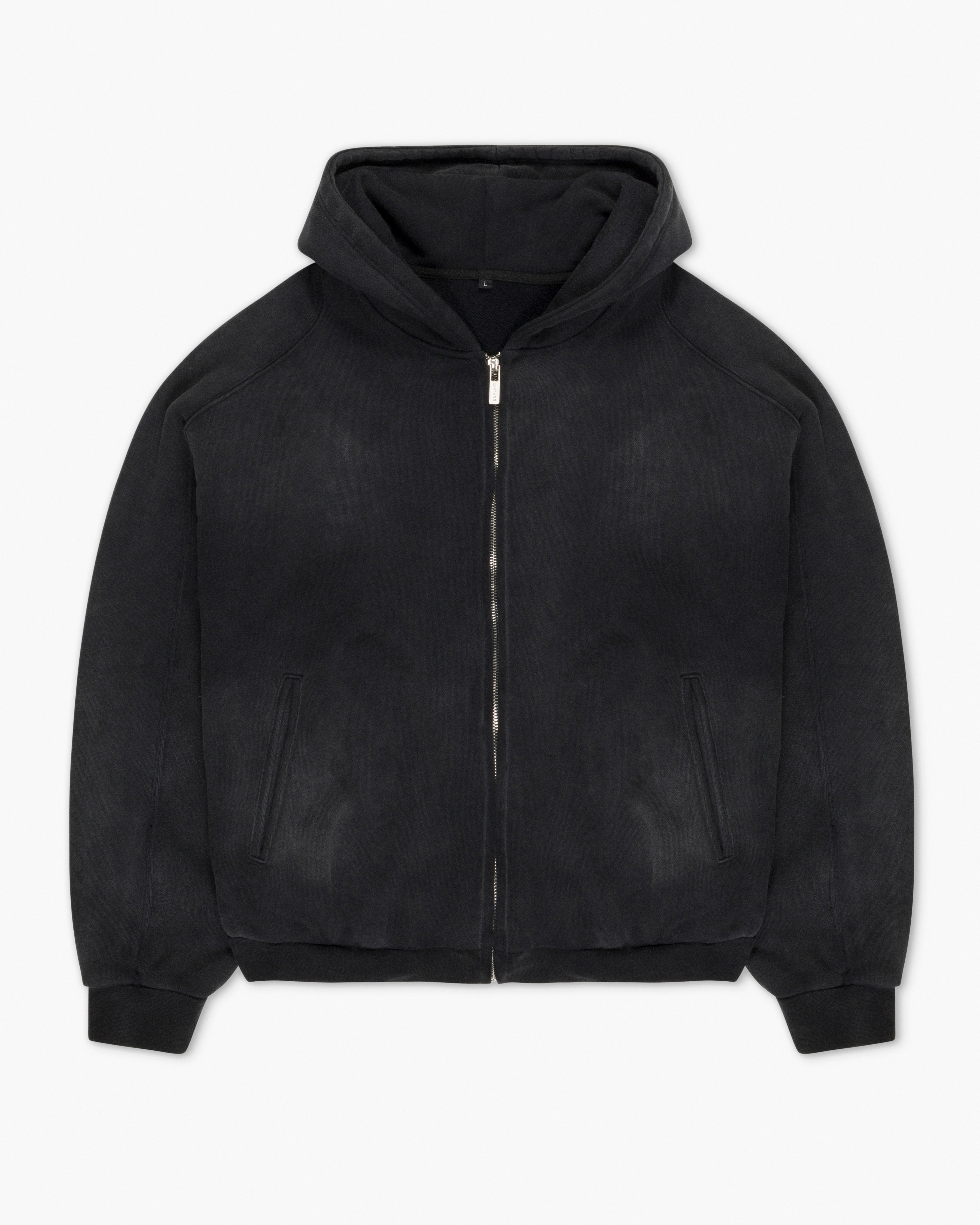 SUNFADED BLACK ZIP UP HOODIE