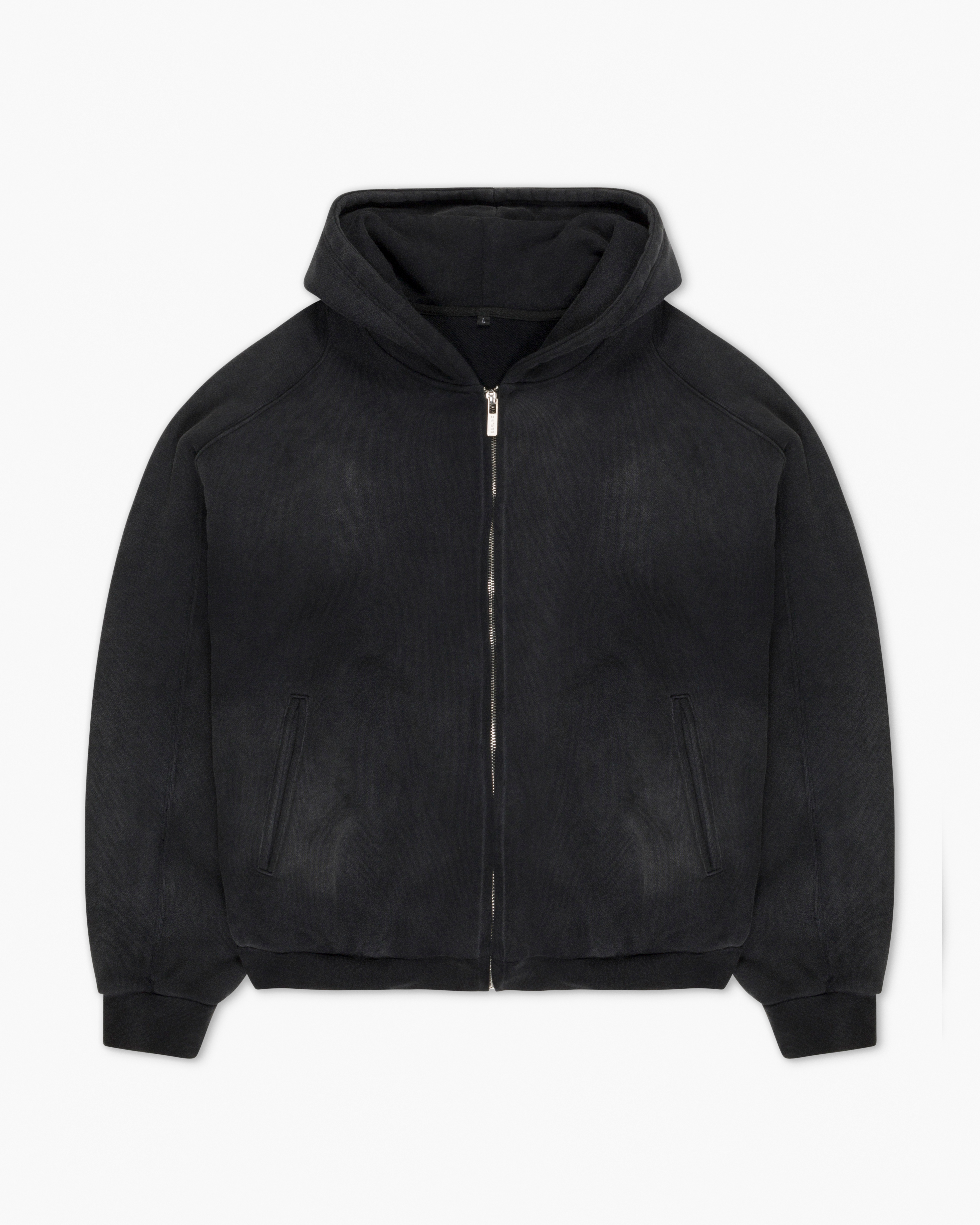 SUNFADED BLACK ZIP UP HOODIE